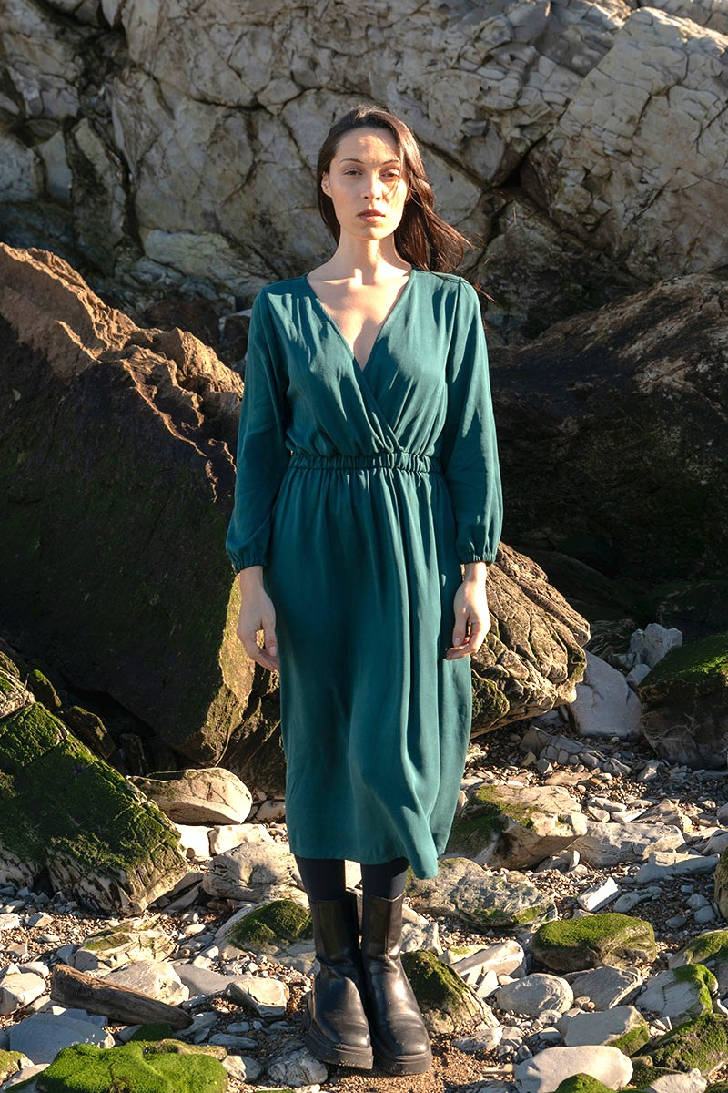 Widda Damen vegan Kleid Onny Deep Sea Petrol