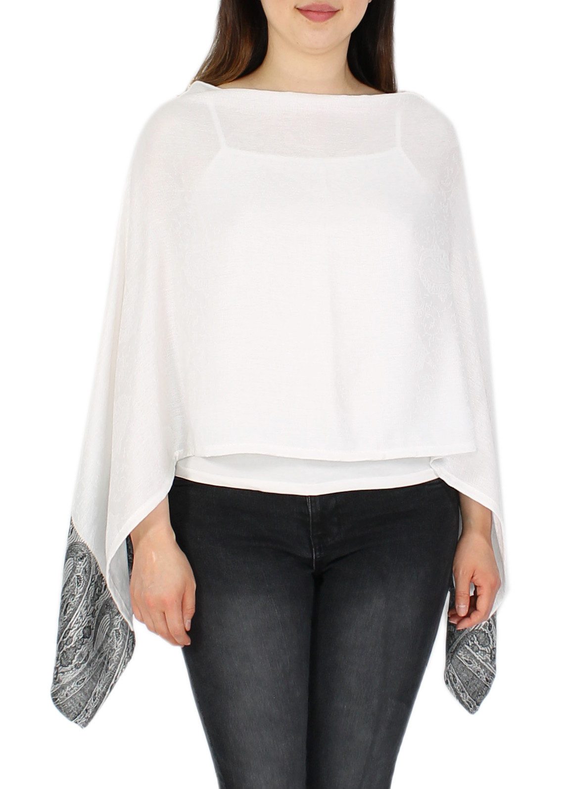 dy_mode Blusenponcho Damen Sommerponcho Weicher Überwurf