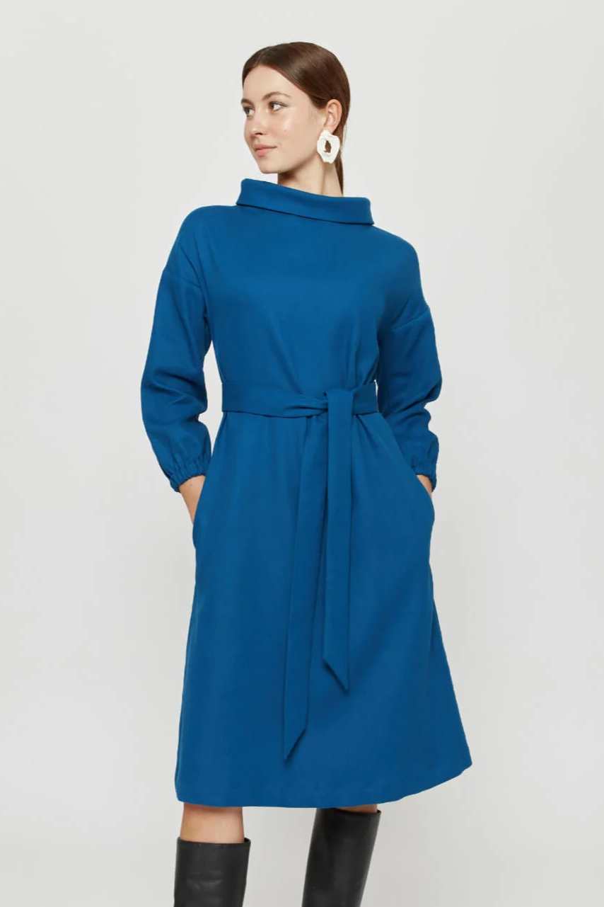 AYANI Damen vegan Kleid Amalia Petrol Blau