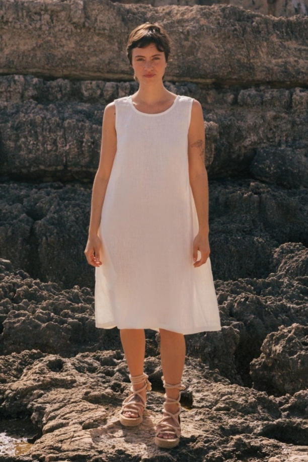 AmourLinen Damen vegan Kleid Norah White