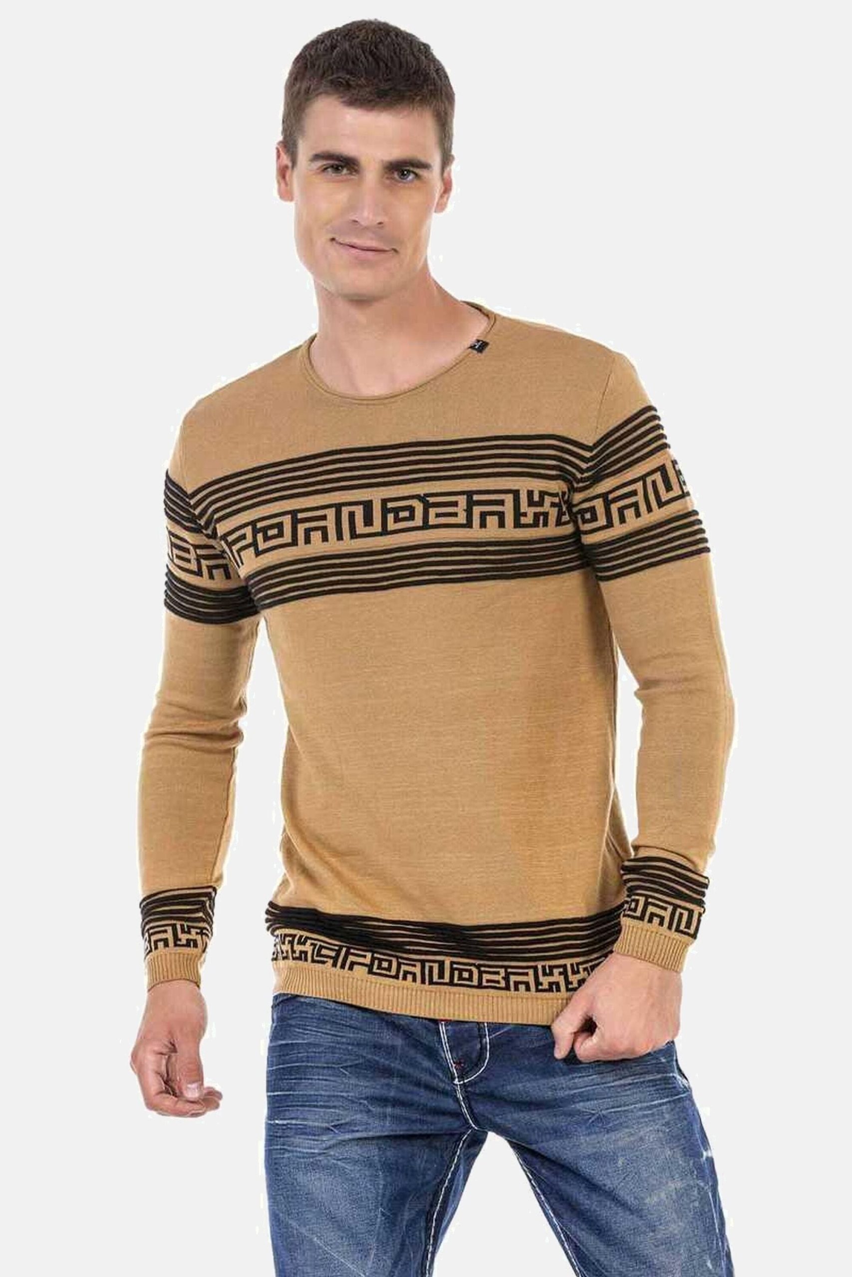 Cipo & Baxx Rundhalspullover "Pullover", (1 tlg.), in Streifenoptik, CP243