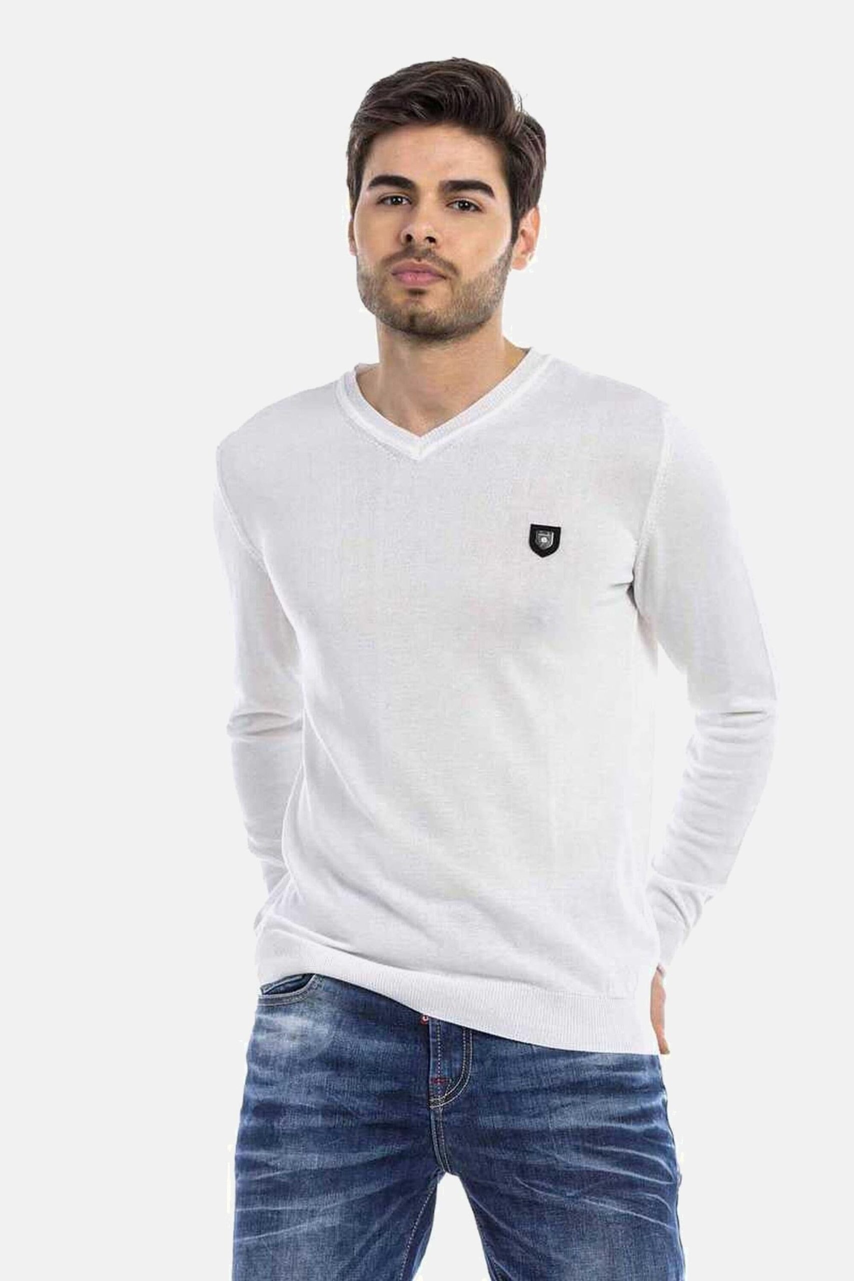 Cipo & Baxx V-Ausschnitt-Pullover "Pullover", (1 tlg.), mit V-Ausschnitt, CP242