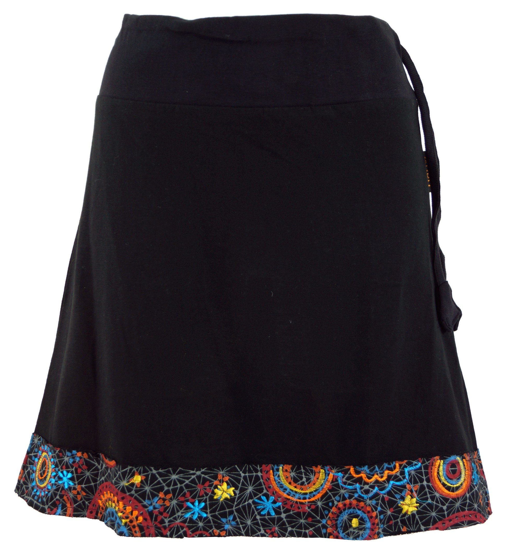 Guru-Shop Minirock Minirock mit besticktem Saum,