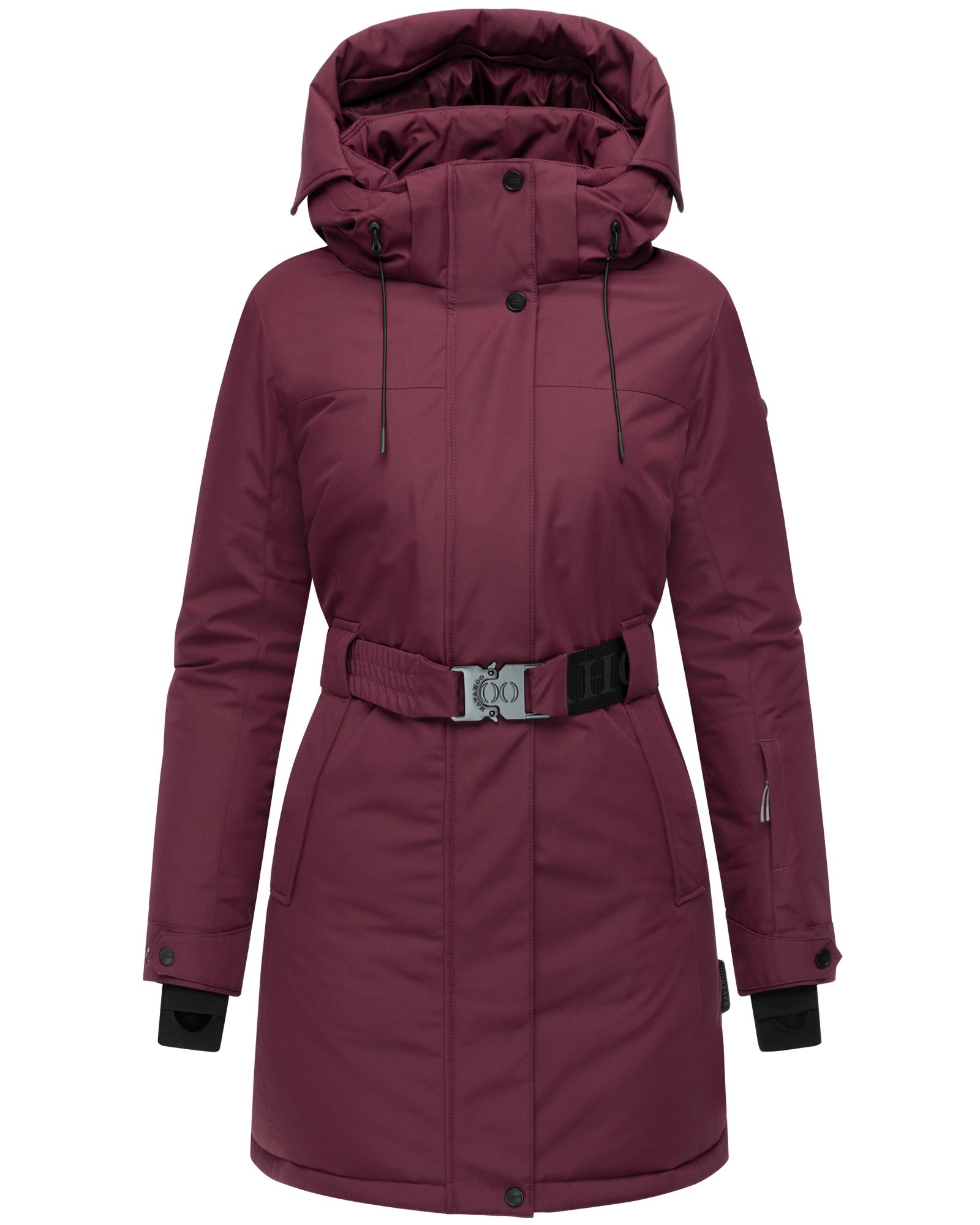 Navahoo Wintermantel "Frostkuss 14", Warmer Damen Mantel mit abnehmbarer Kapuze und Taillengürtel