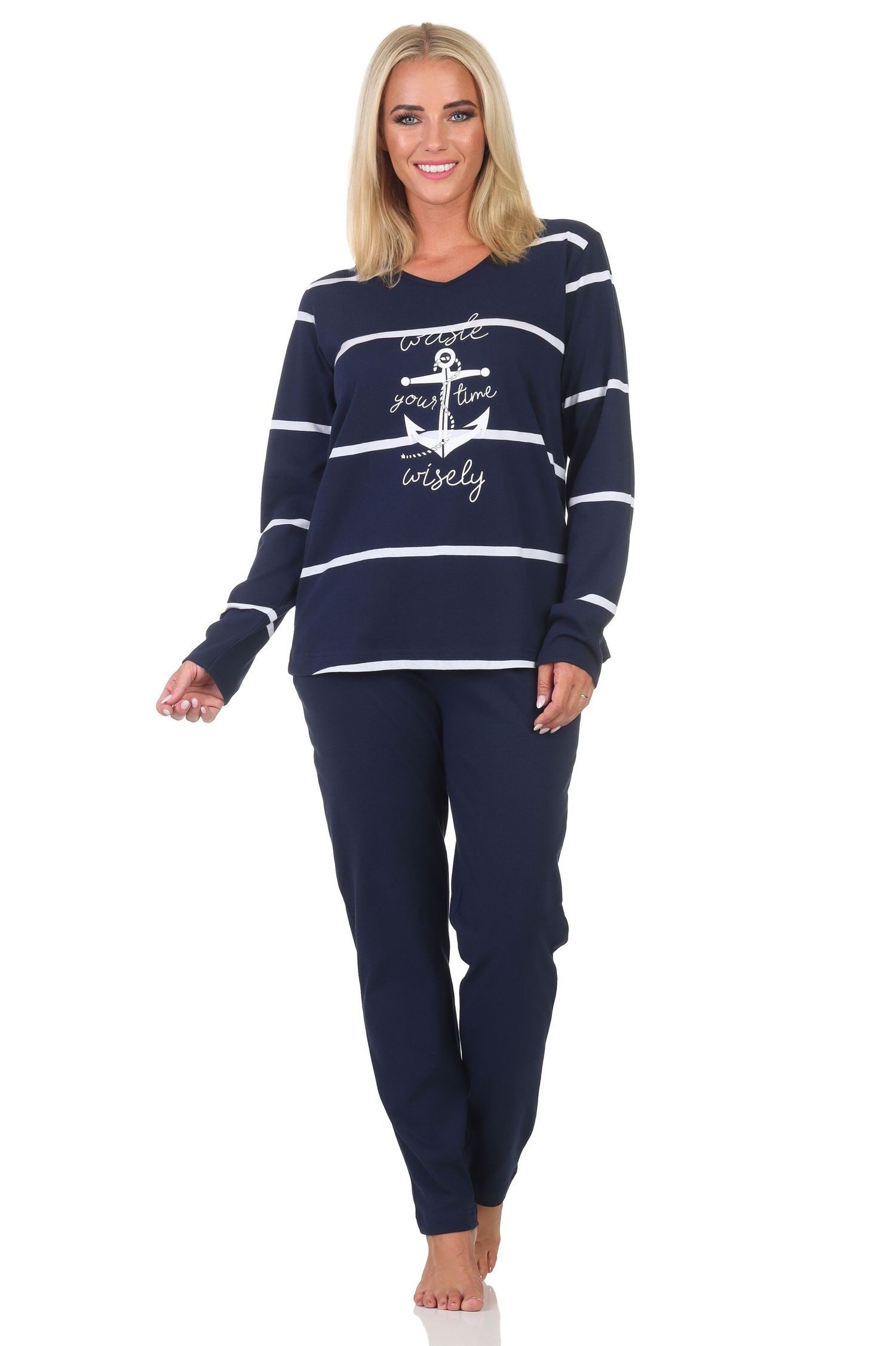 Normann Pyjama Damen Schlafanzug in maritimer