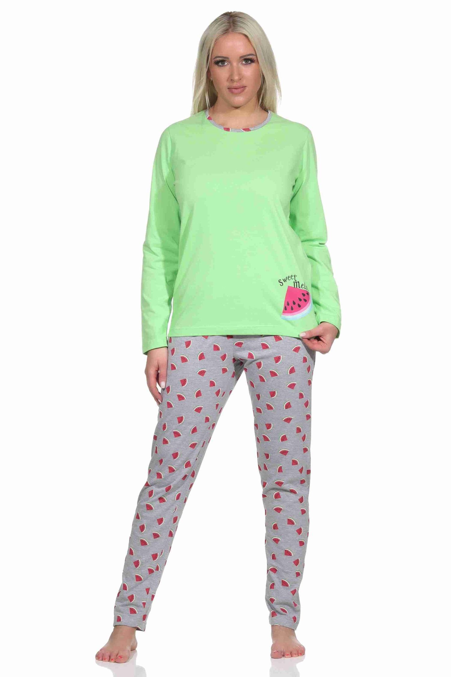 Normann Pyjama Damen Schlafanzug lang mit