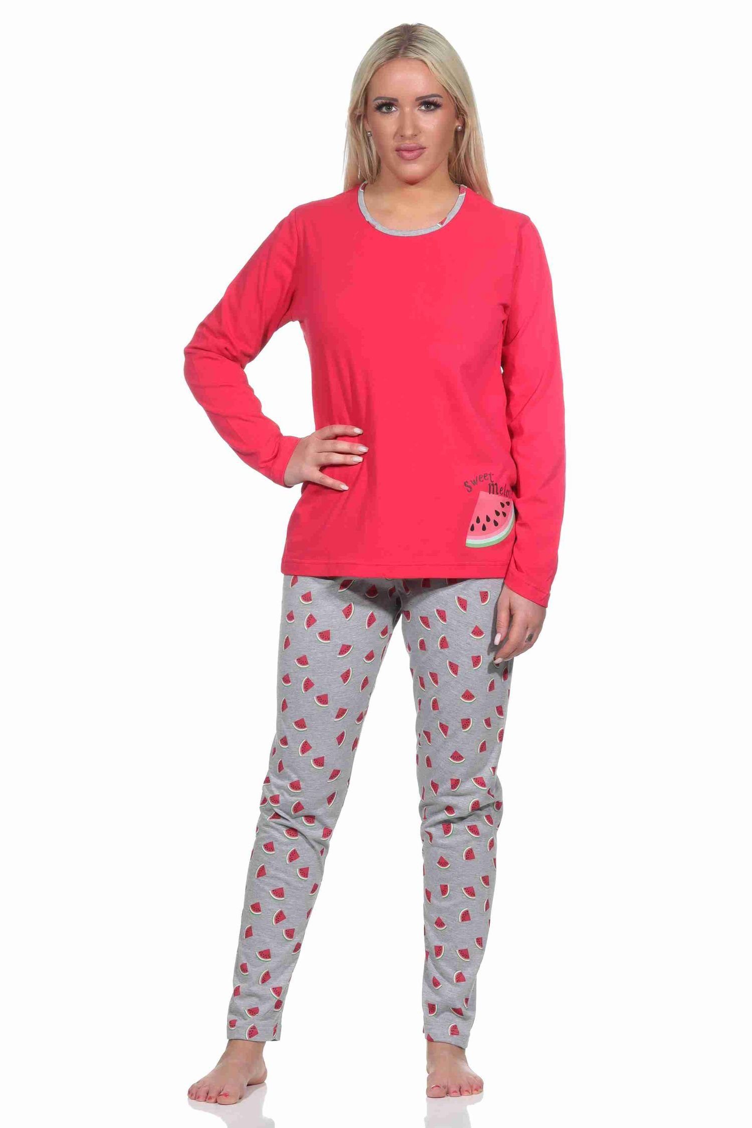 Normann Pyjama Damen Schlafanzug lang mit