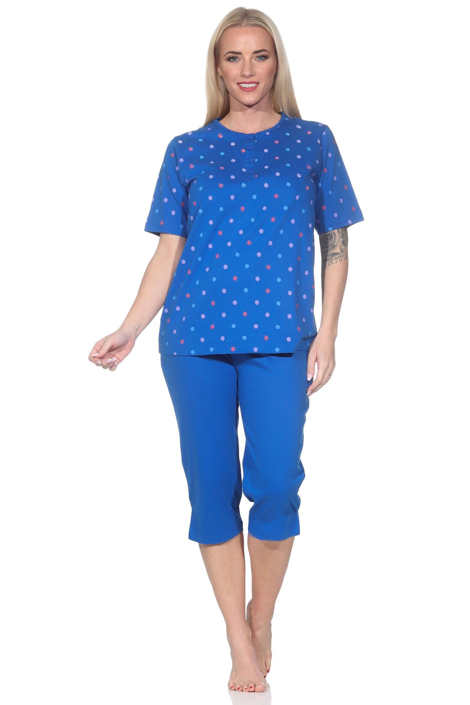 Normann Pyjama Normann Damen Capri Schlafanzug
