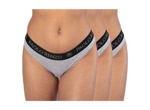 Paolo Renzo® Damen Baumwoll Tanga SPORT LINE 6 Paar - Größe M - Grau