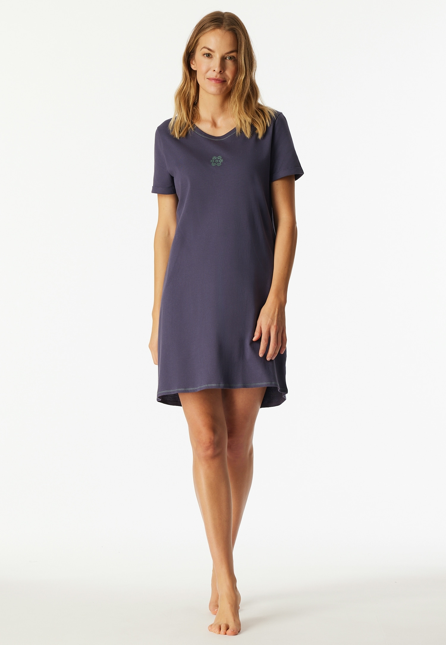 Schiesser Nachthemd "Casual Essentials", mit Statement-Print, Baumwolle, kurzärmelig, Rundhalsausschnitt