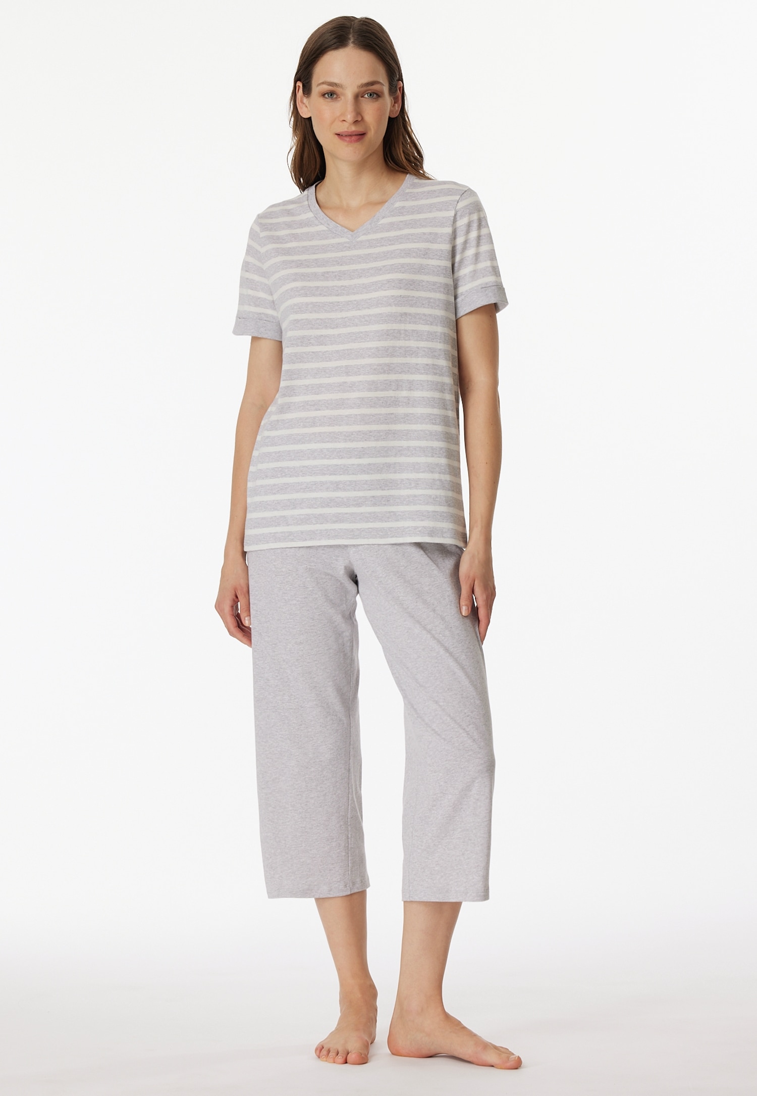 Schiesser Schlafanzug ""Casual Essentials"", mit modisch umgeschlagenen Ärmeln