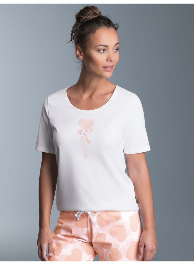 Trigema Schlafanzug "TRIGEMA T-Shirt mit süßem Herzchen-Printmotiv", (1 tlg.)