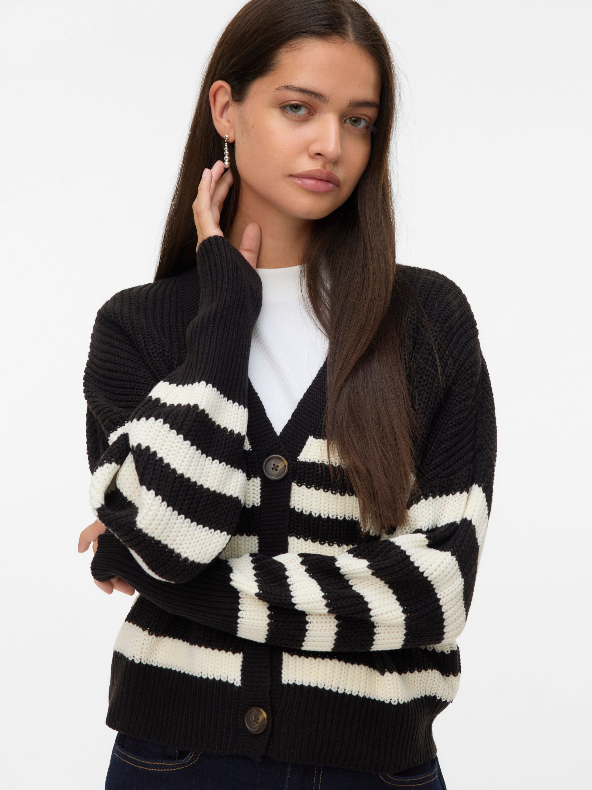 Vero Moda Strickjacke "VMLEA LS V-NECK CUFF CARDIGAN NOOS", mit Knopfleiste