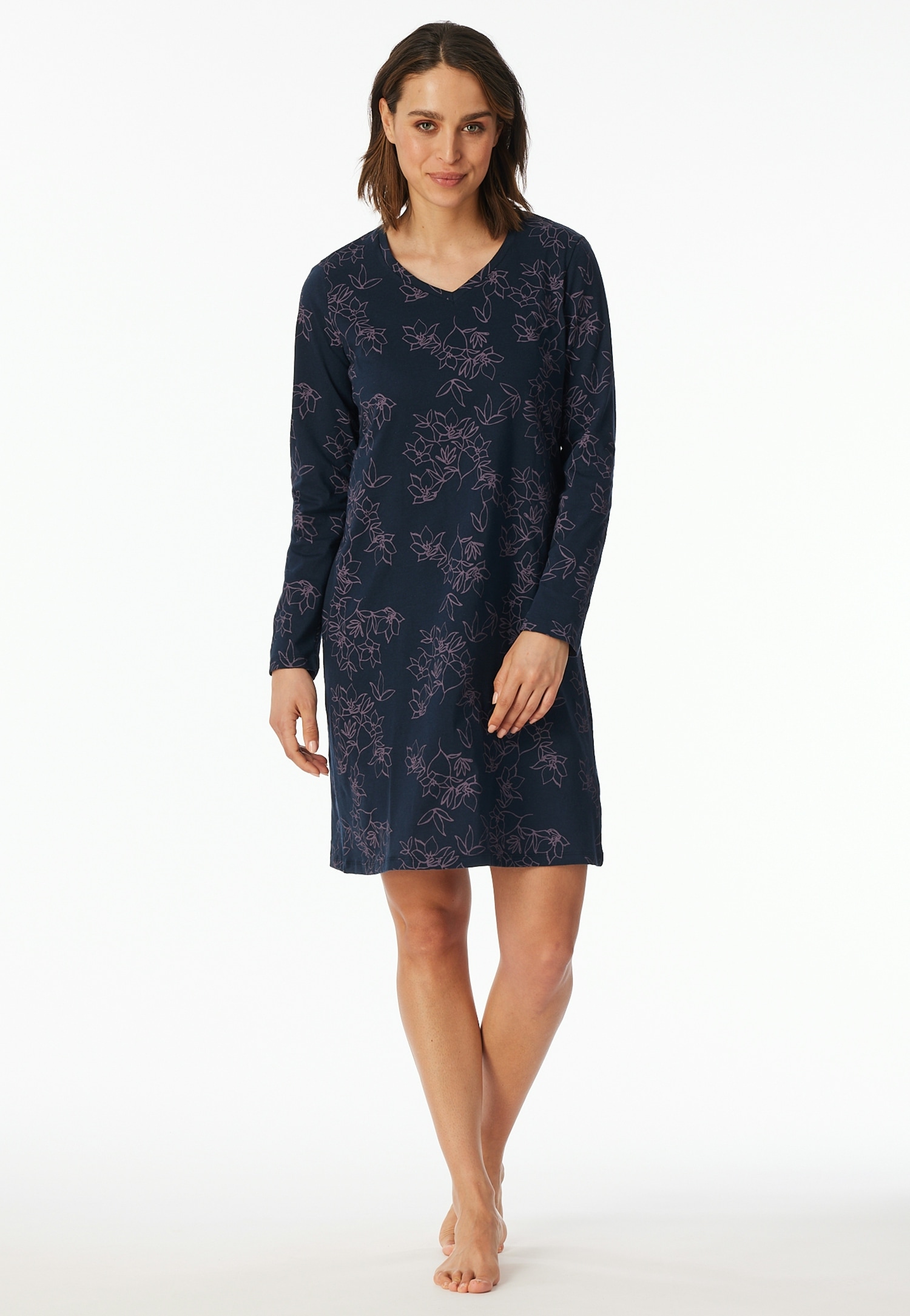 uncover by SCHIESSER Nachthemd "UNCOVER Nightwear", Baumwolle, Single Jersey-Qulität, V-Neck, weich, atmungsaktiv