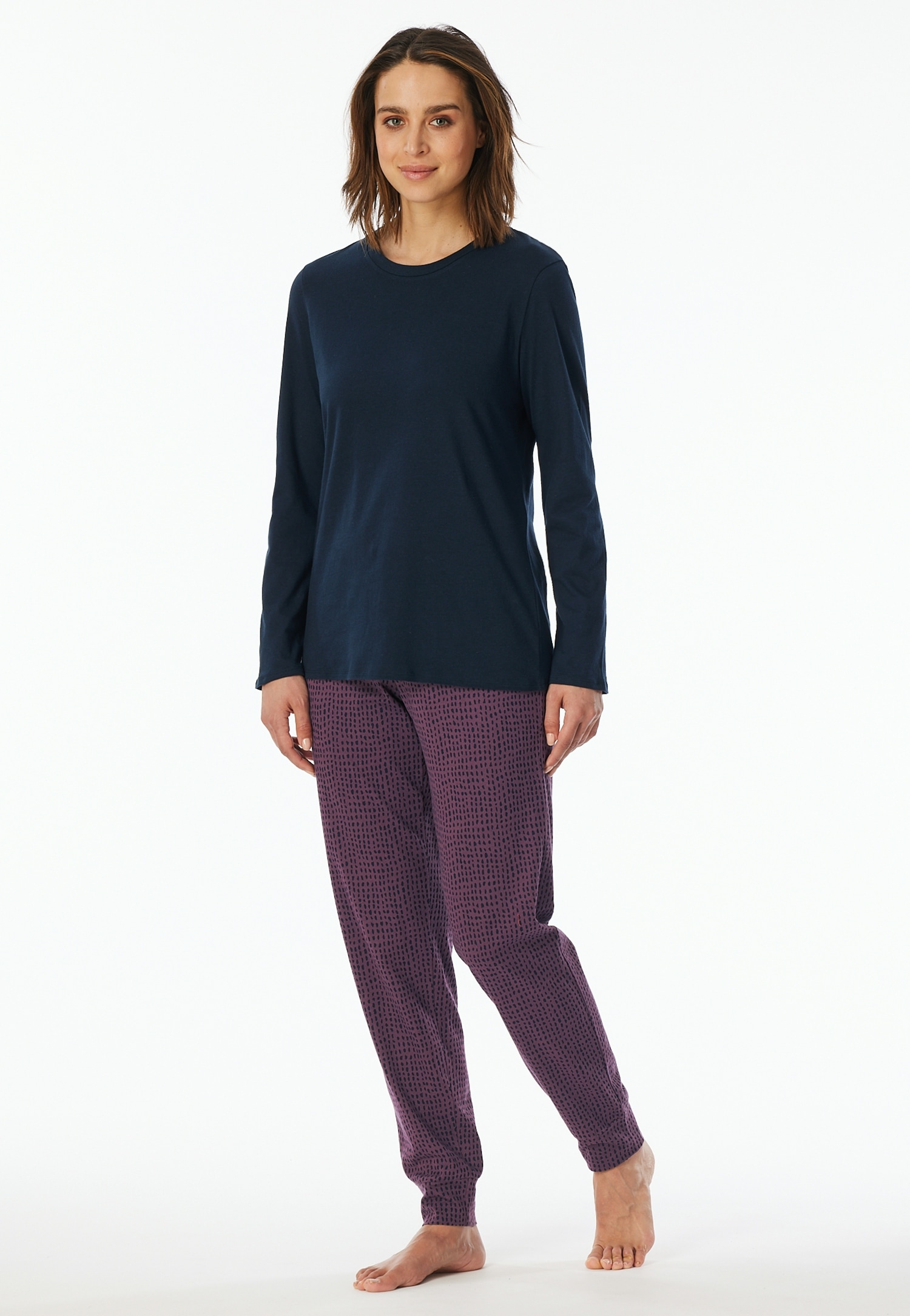 uncover by SCHIESSER Schlafanzug "UNCOVER Nightwear", (2 tlg.), Baumwolle, Singel Jersey-Qualität, langärmelig, atmungsaktiv, bequem