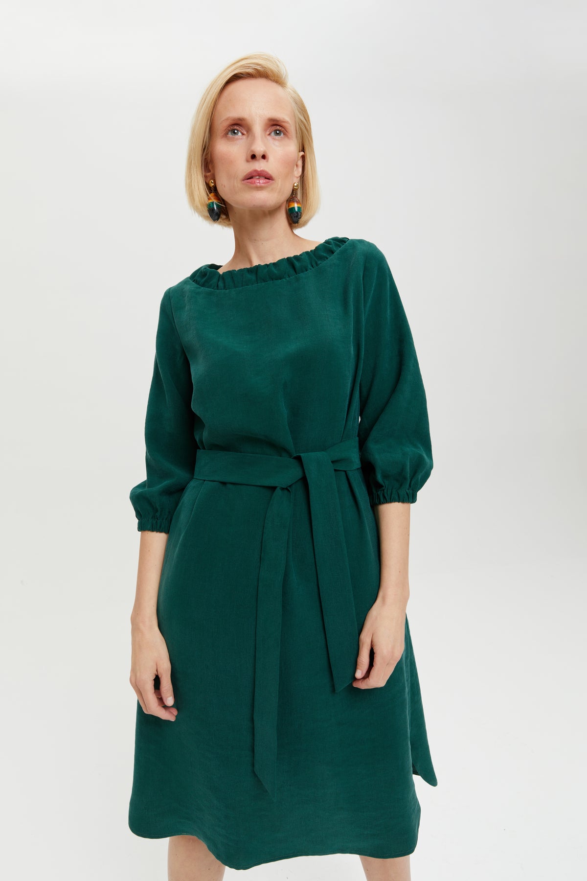 AYANI Damen vegan Kleid Celine WaldgrÃ¼n