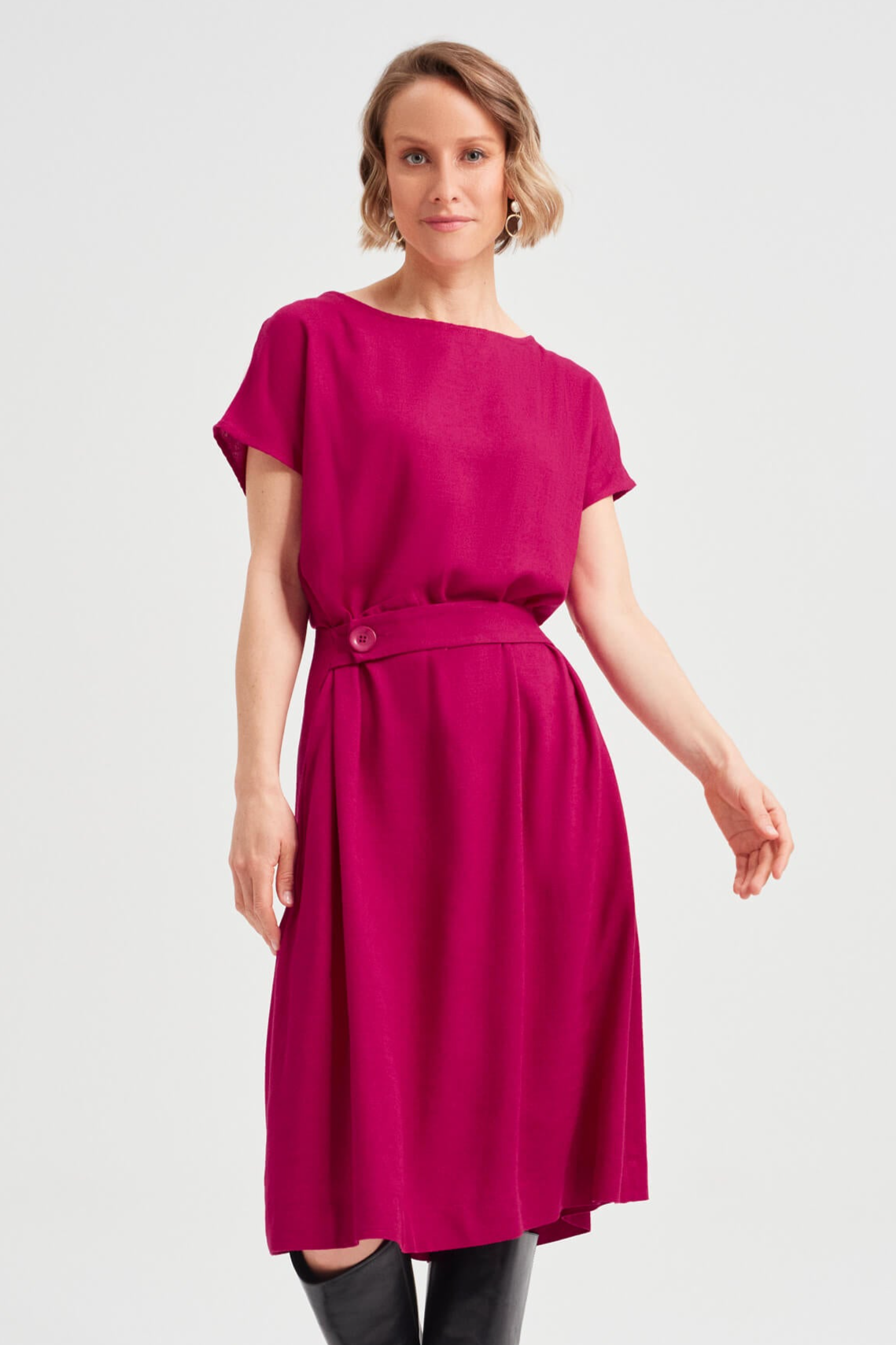 AYANI Damen vegan Kleid Sati Kirschenrot