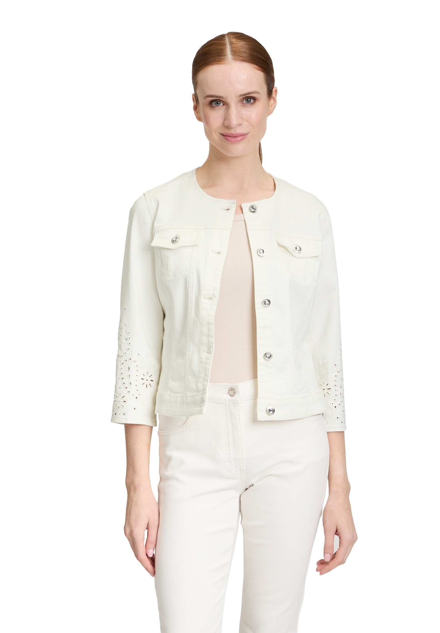 Betty Barclay Jackenblazer "Damen Jeansjacke mit 3/4 Arm" Lochstickerei