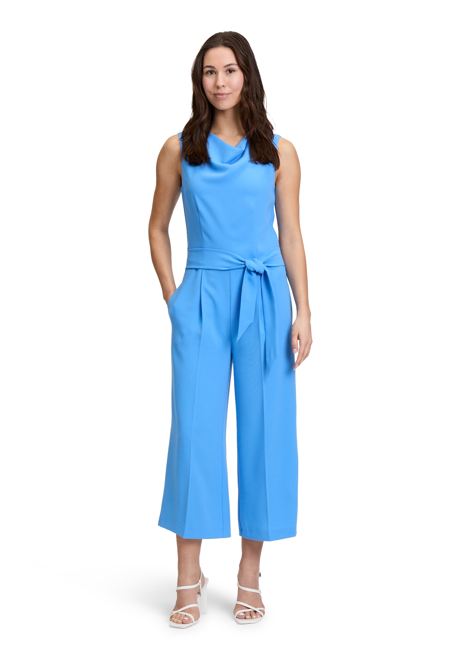 Betty&Co Overall "Damen Jumpsuit mit Wasserfallausschnitt" 1 Stk. tlg. Nahtführung