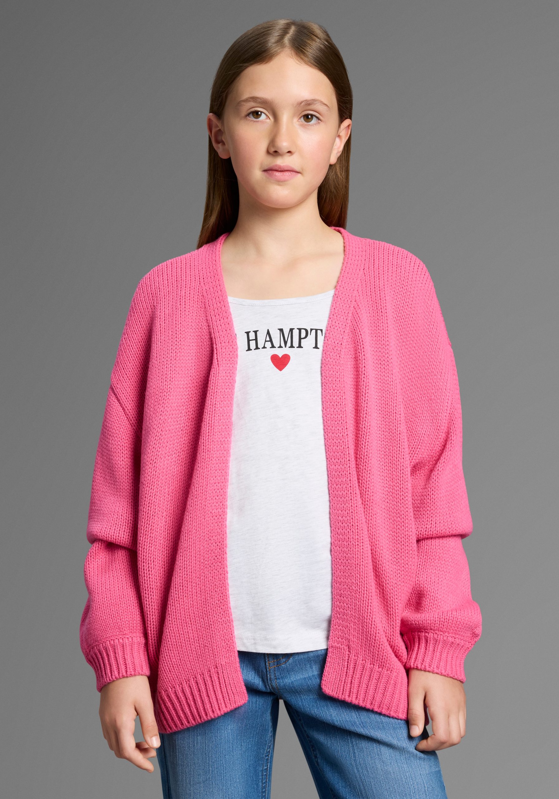 Bruno Banani Strickjacke "Cardigan, Strickjacke in offener weiter Form" NEU: BRUNO BANANI für TEENS Lockerer, weicher Strick