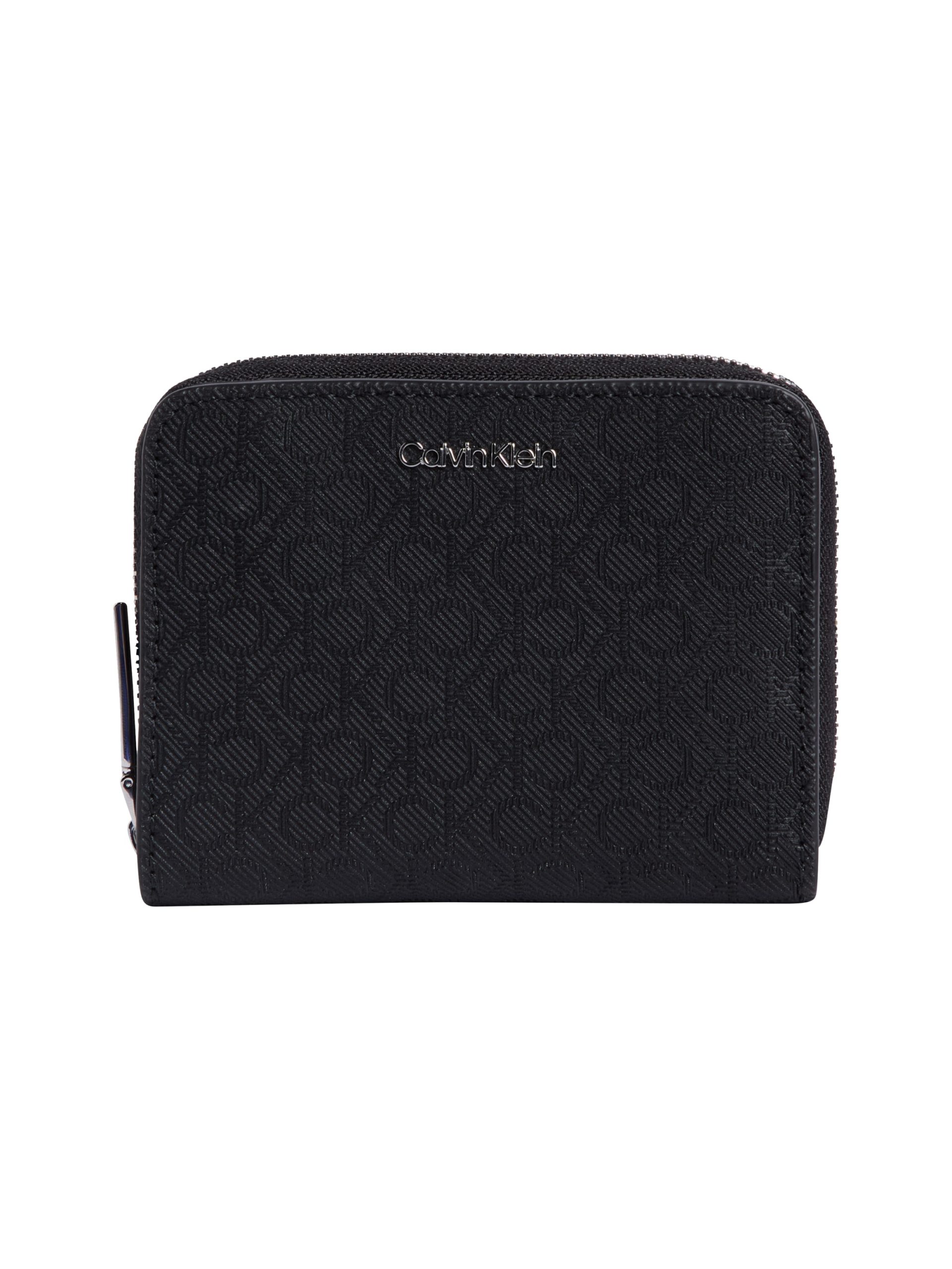 Calvin Klein Geldbörse "CK MUST AOP MD ZIP AROUND W FLAP" Damen Geldbeutel, Portemonnaie mit Monogramm-Logomuster