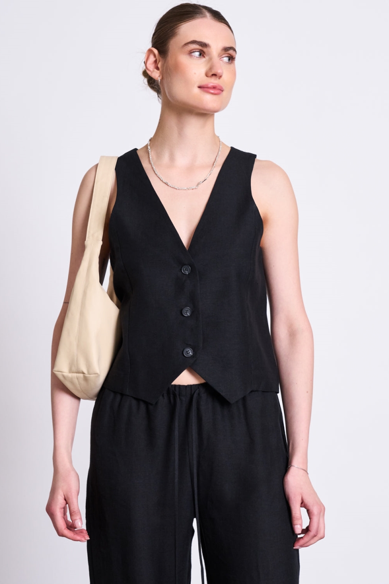 JAN 'N JUNE Damen vegan Weste Hvide Schwarz