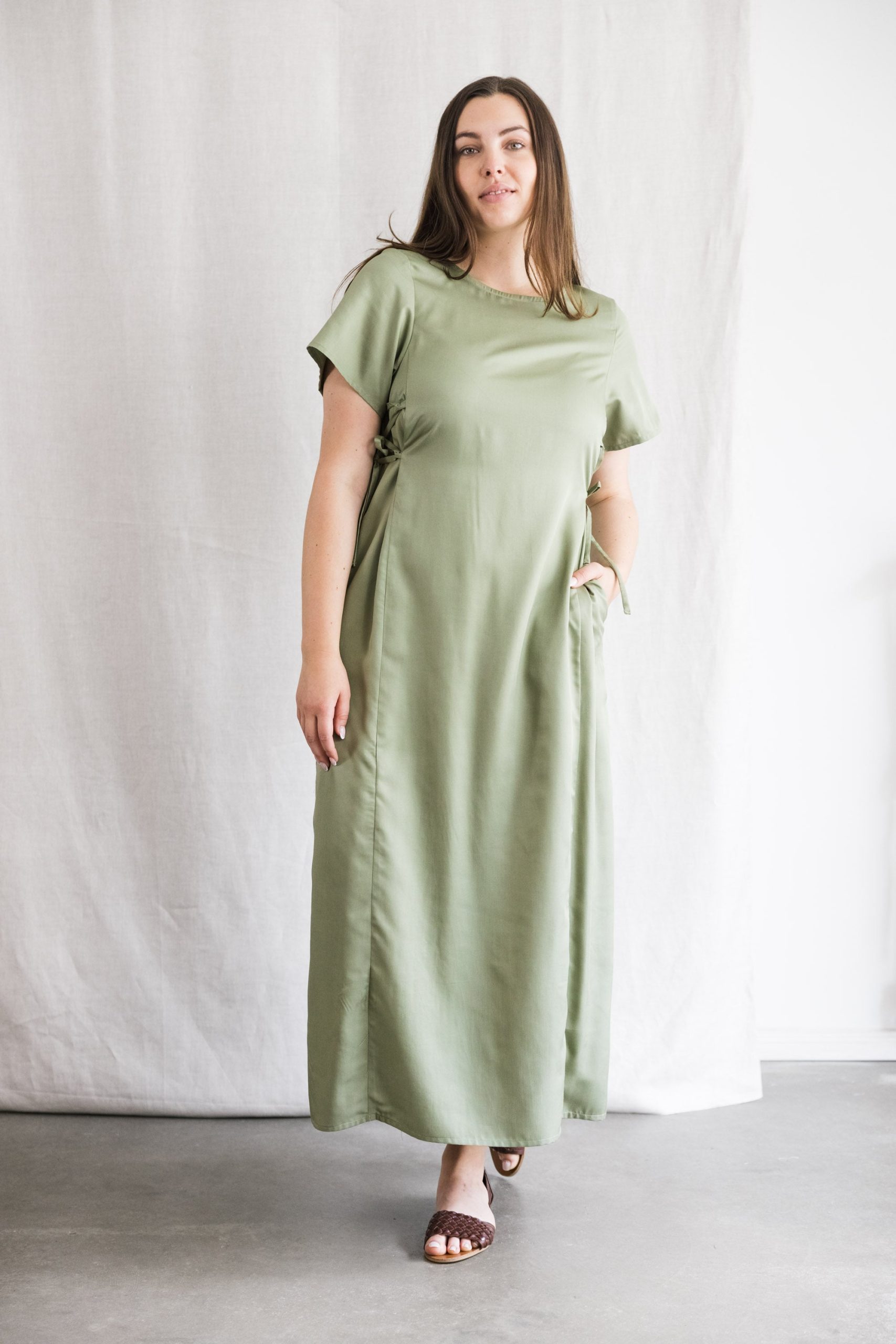 Jyoti Fair Works Damen vegan Kleid Ishani Matcha GrÃ¼n