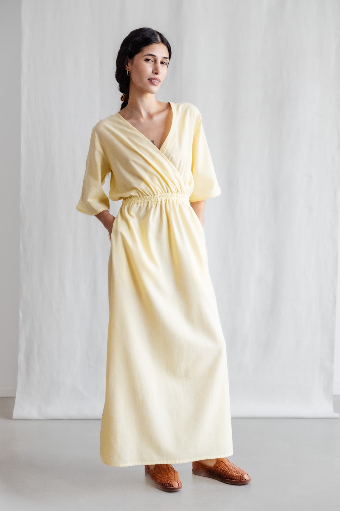 Jyoti Fair Works Damen vegan Kleid Vasi Zitronengelb