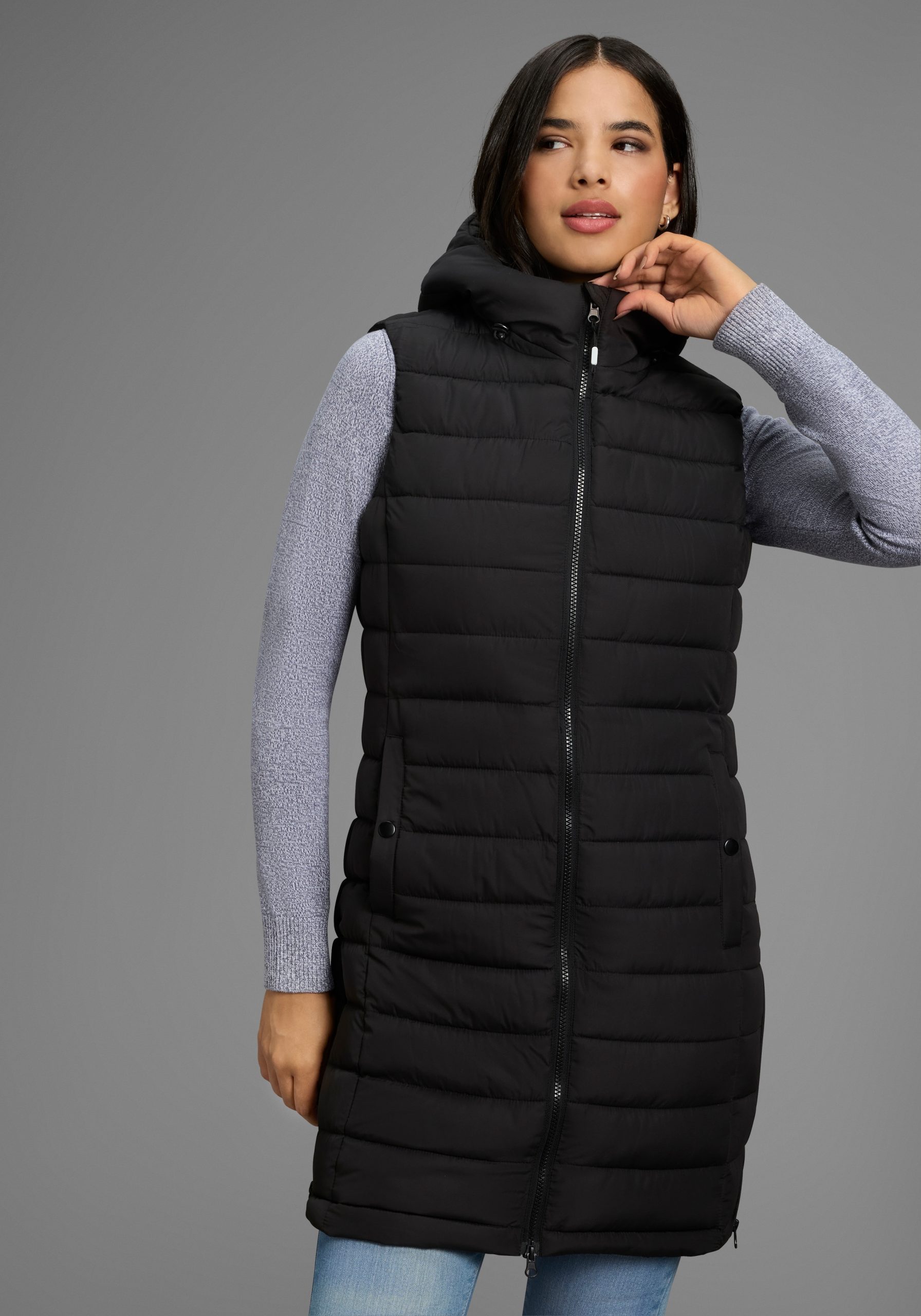 KangaROOS Longweste Wattiert, mit Reißverschluss-Schlitzen