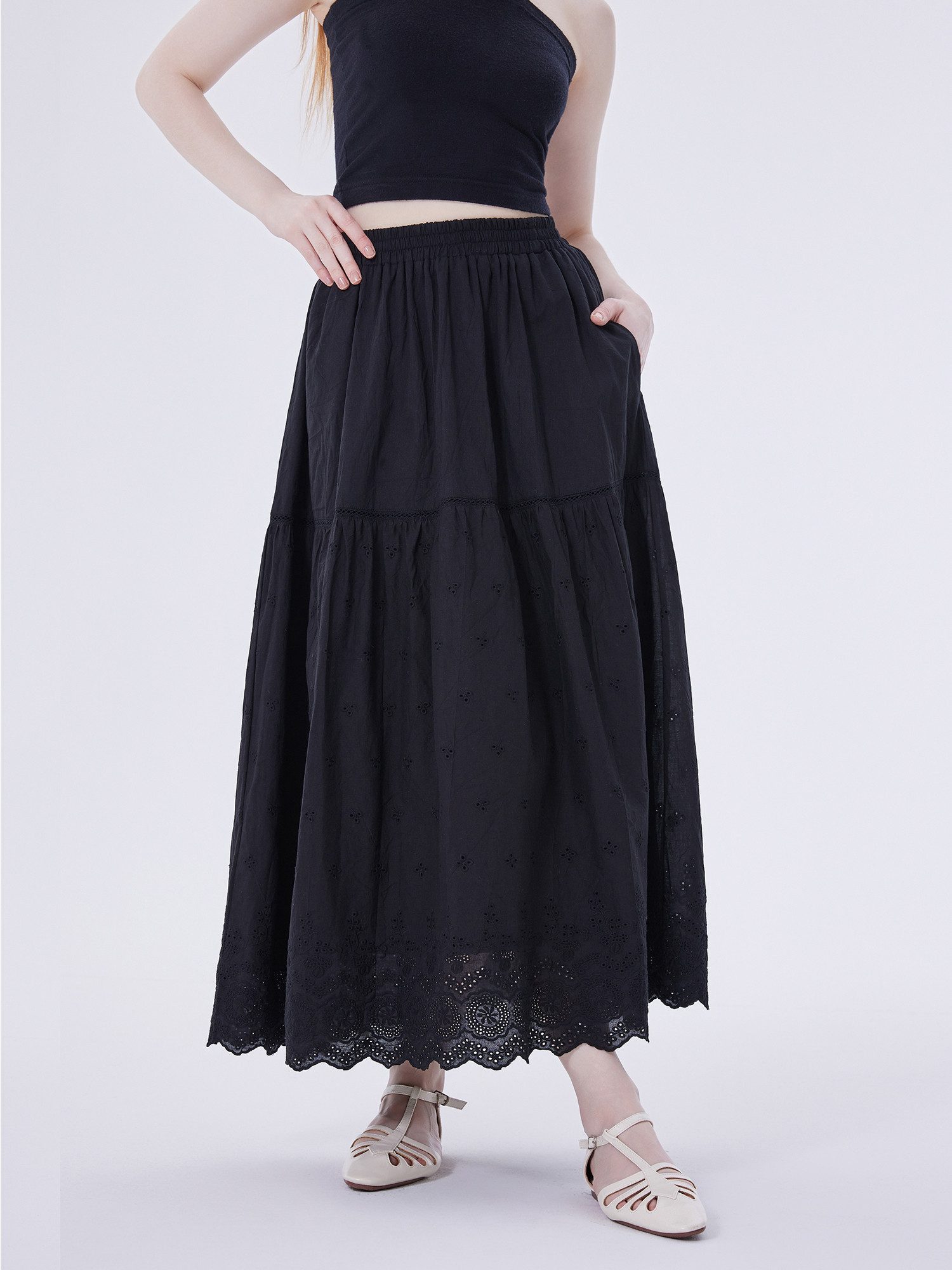 LAPA PLUS Maxirock Damen Spitze A-Linien-Rock,