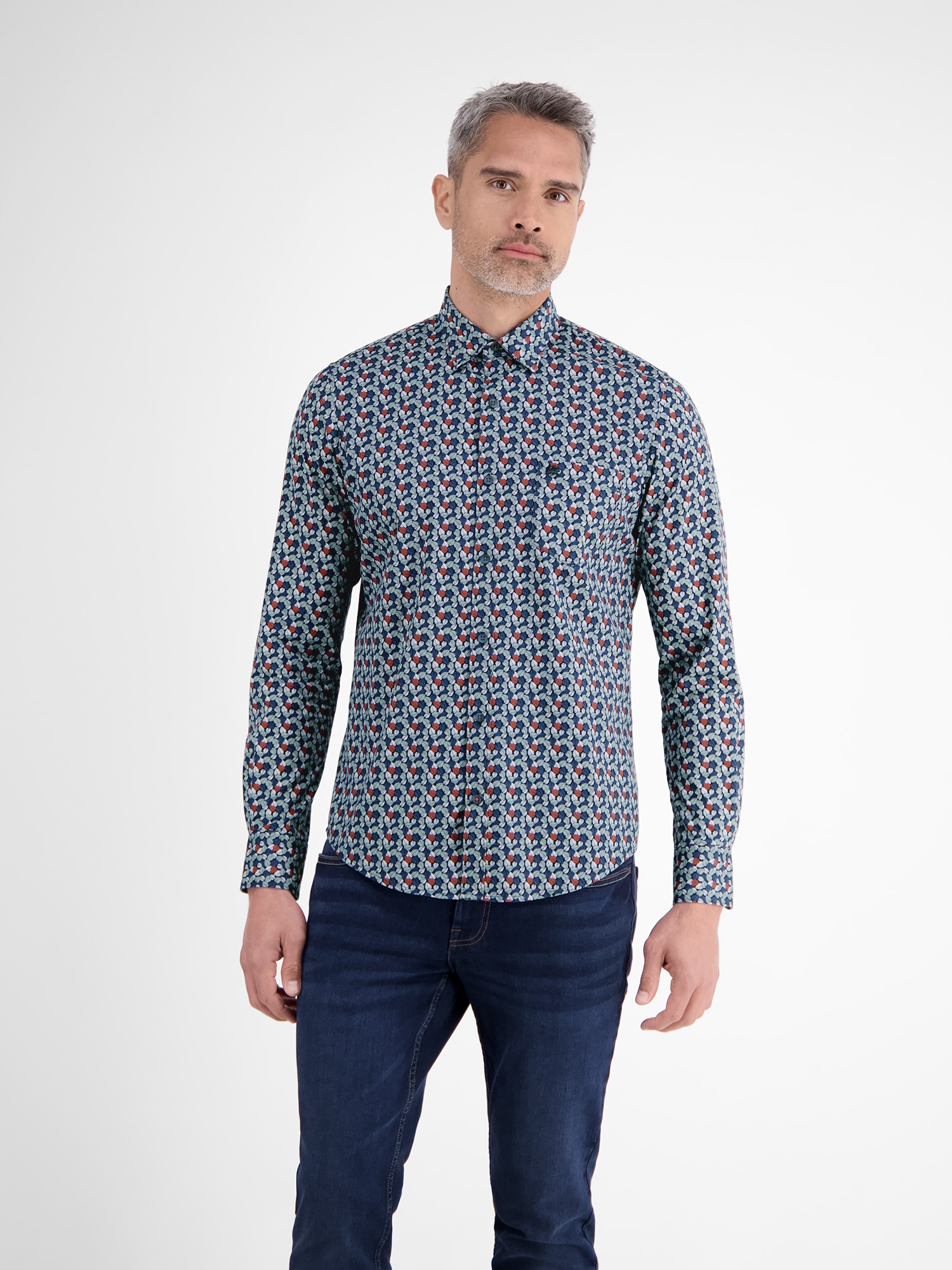 LERROS Langarmhemd "LERROS Herren Langarmhemd, modisch gemustert"