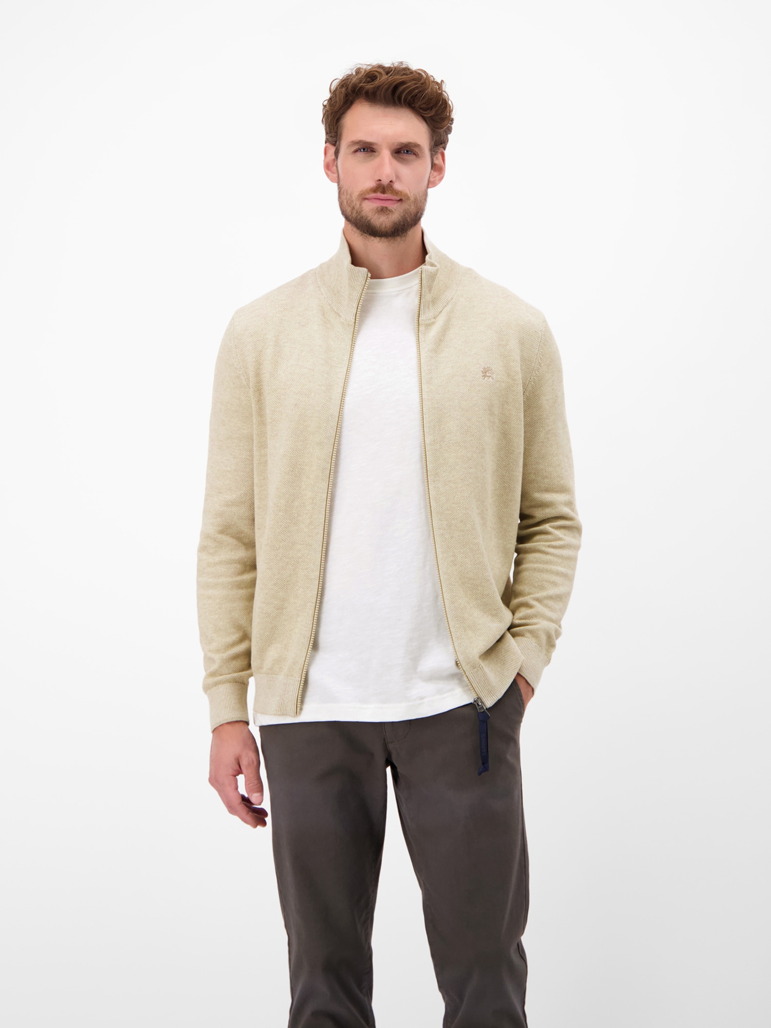LERROS Strickjacke "LERROS Melange-Strickjacke für Herren"