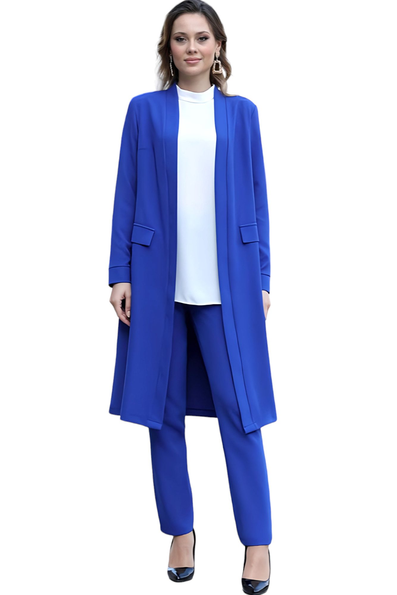 Modavitrini Hosenanzug Zweiteiler Damen Anzug Langarm