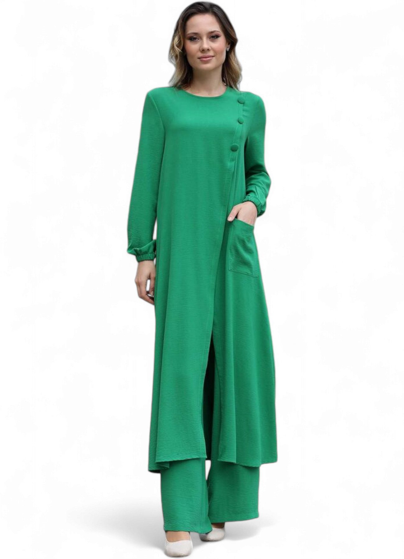 Modavitrini Longtunika Eleganter Damen Zweiteiler mit