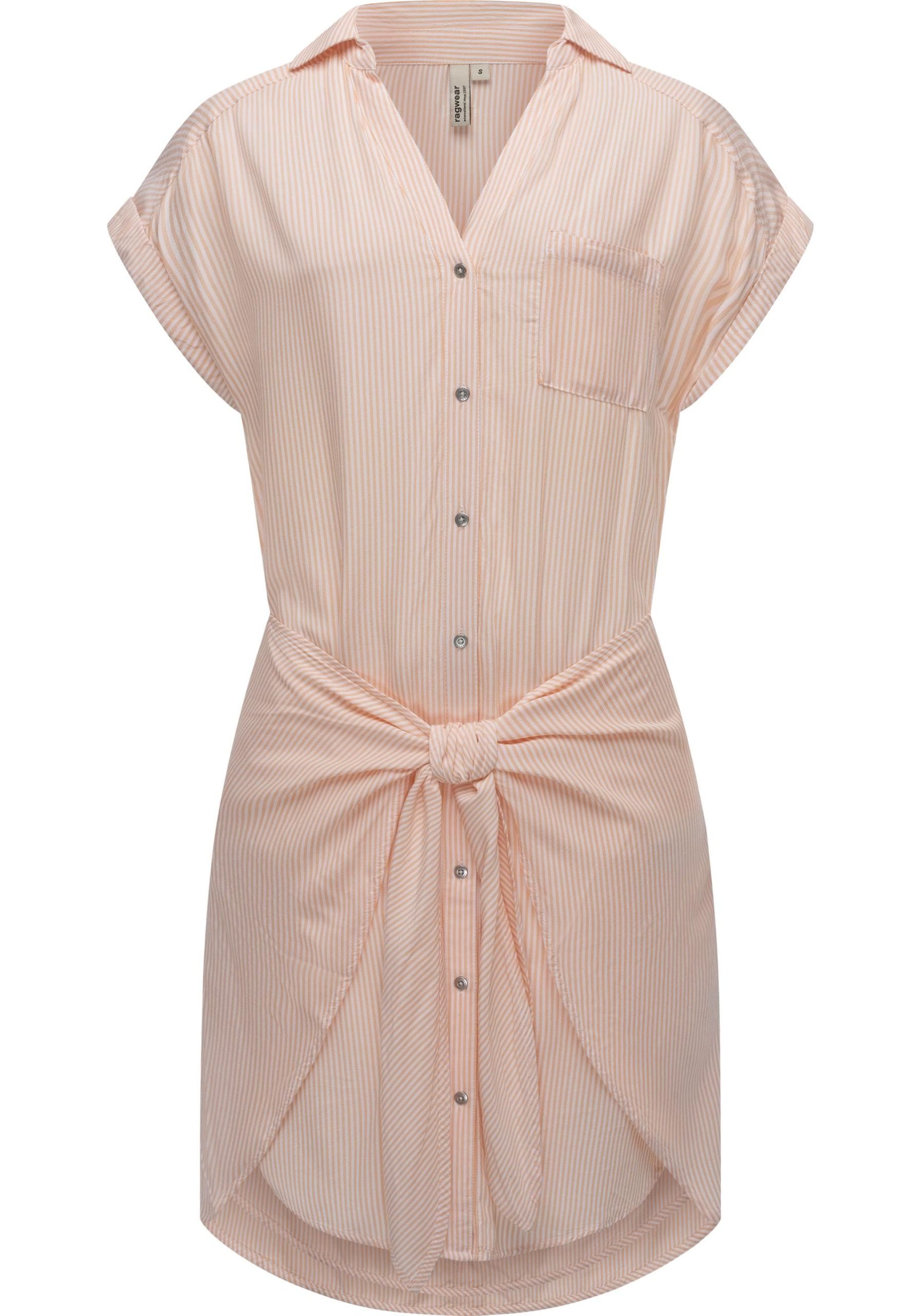 Ragwear Blusenkleid "Bahaya Stripe" Brusttaschen gestreiftes Damen Sommerkleid mit Bindeband