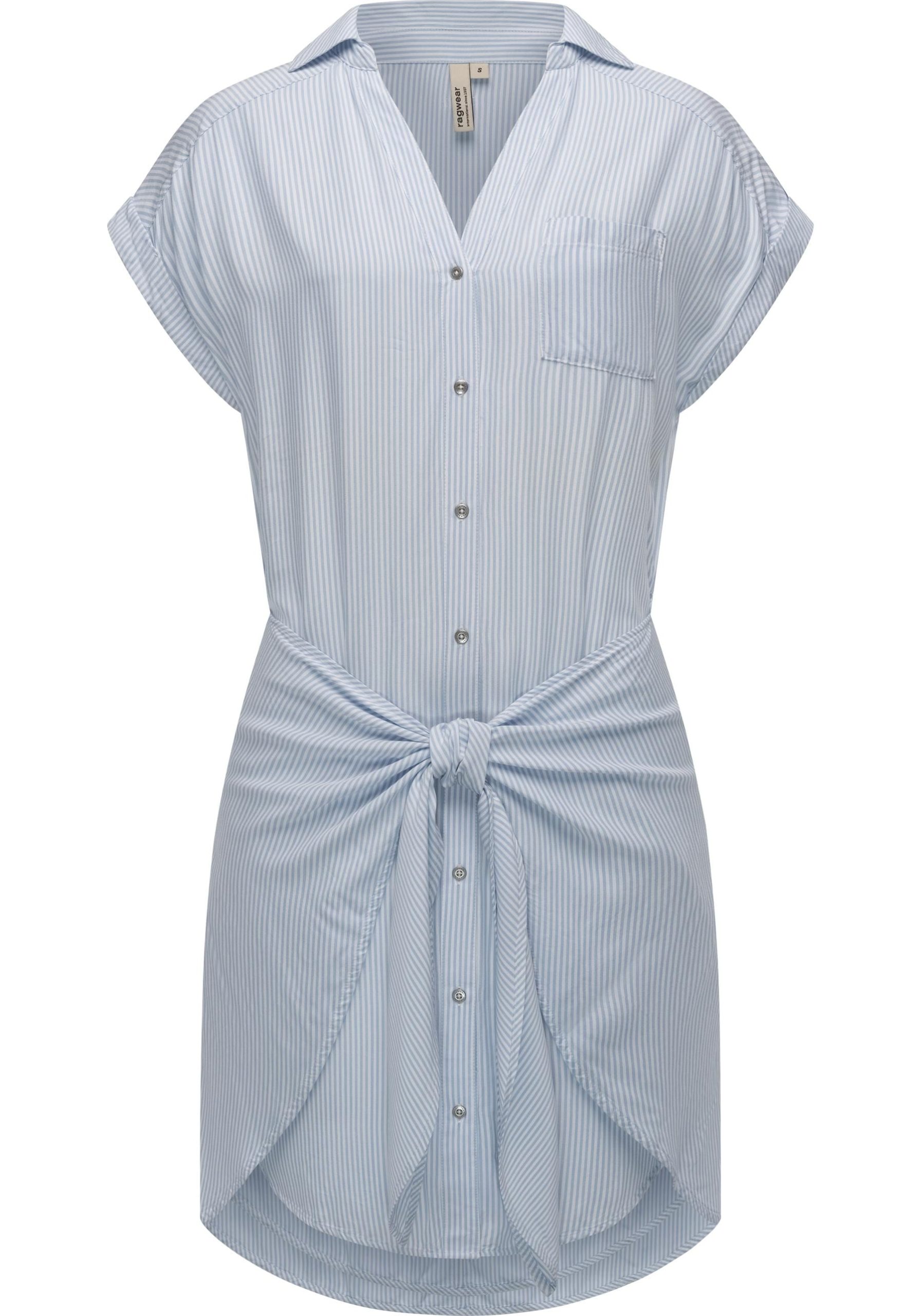 Ragwear Blusenkleid "Bahaya Stripe" Brusttaschen gestreiftes Damen Sommerkleid mit Bindeband