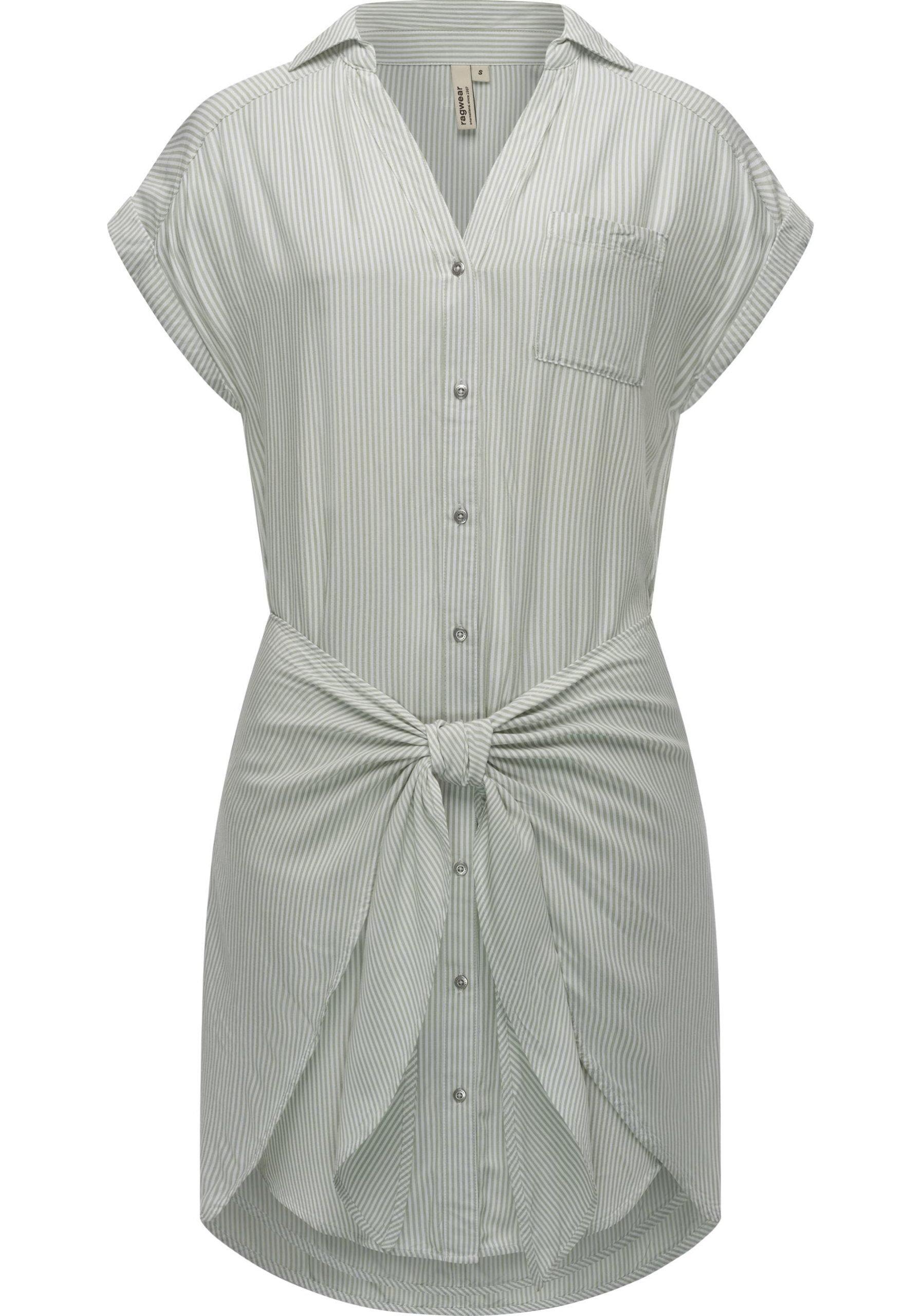 Ragwear Blusenkleid "Bahaya Stripe" Brusttaschen gestreiftes Damen Sommerkleid mit Bindeband