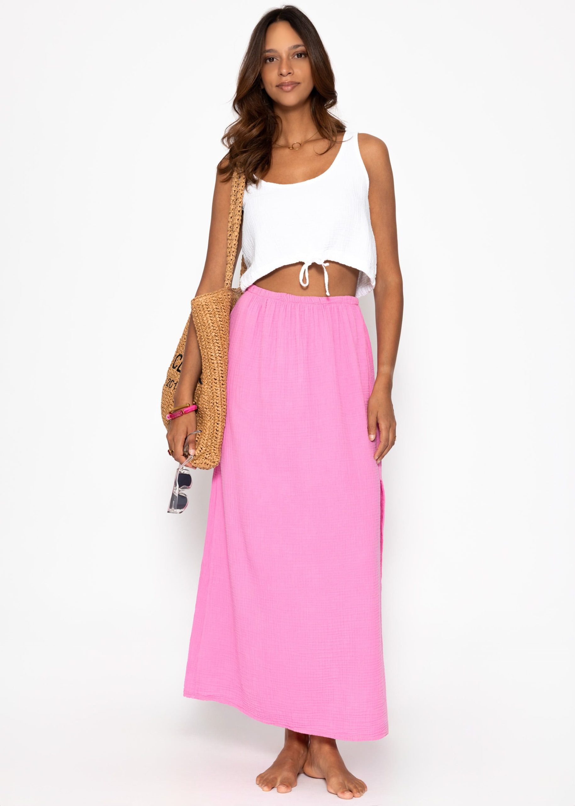 SASSYCLASSY A-Linien-Rock Maxi Musselin Rock mit