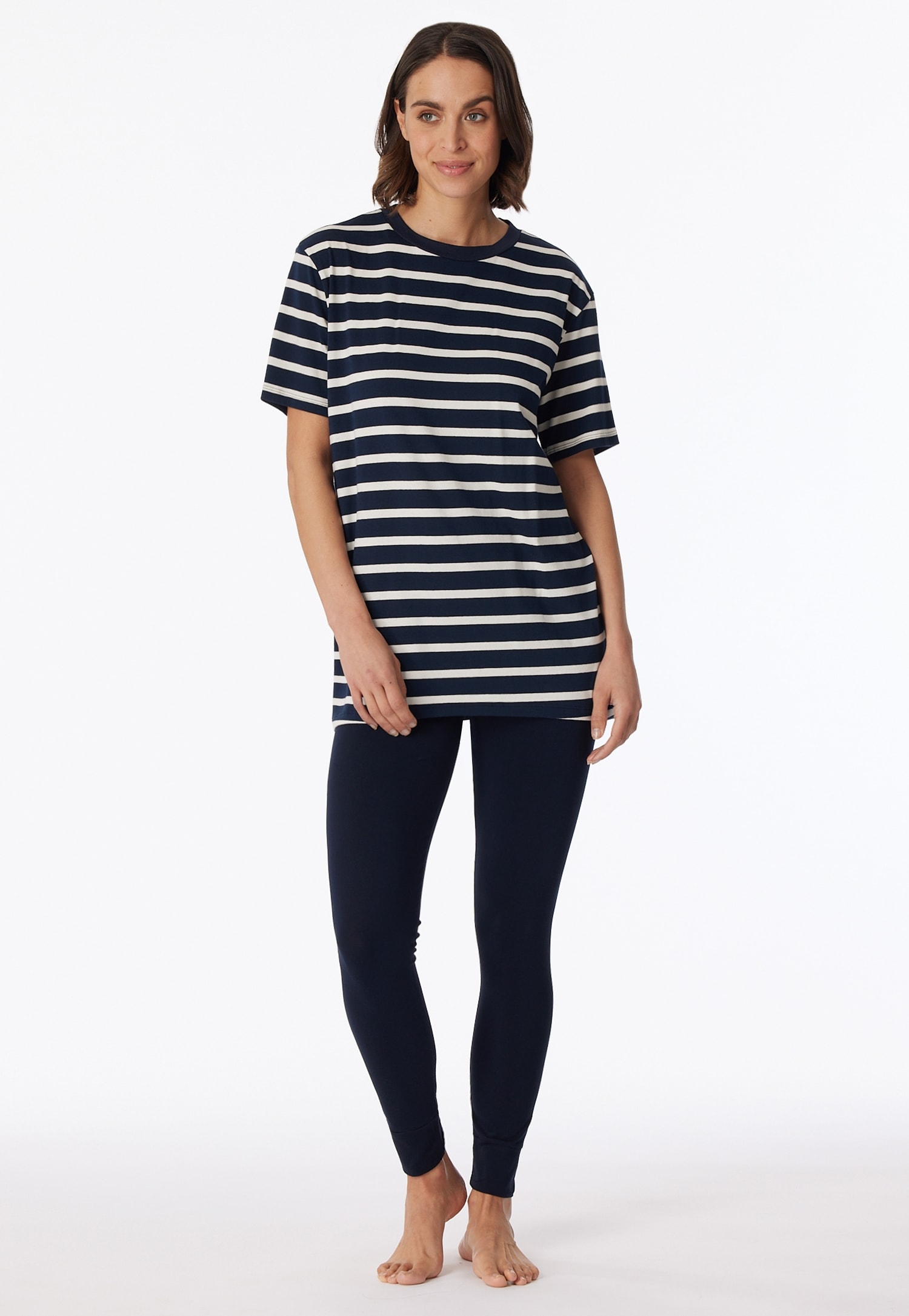 Schiesser Schlafanzug "Casual Essentials" 2 Stk. tlg., mit längerem Schnitt und modischen Streifen