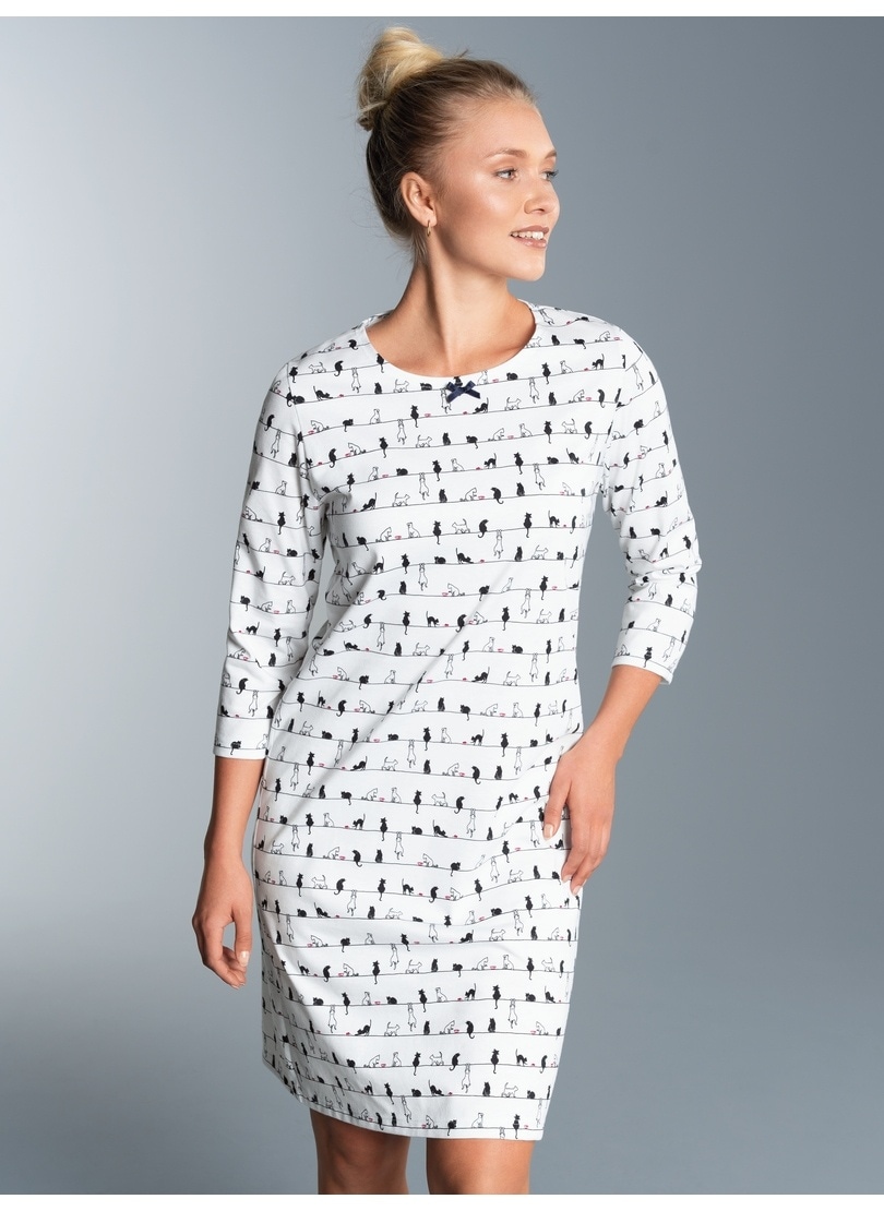 Trigema Nachthemd "TRIGEMA 3/4 Arm Nachthemd mit Katzenmotiv" 1 Stk. tlg.