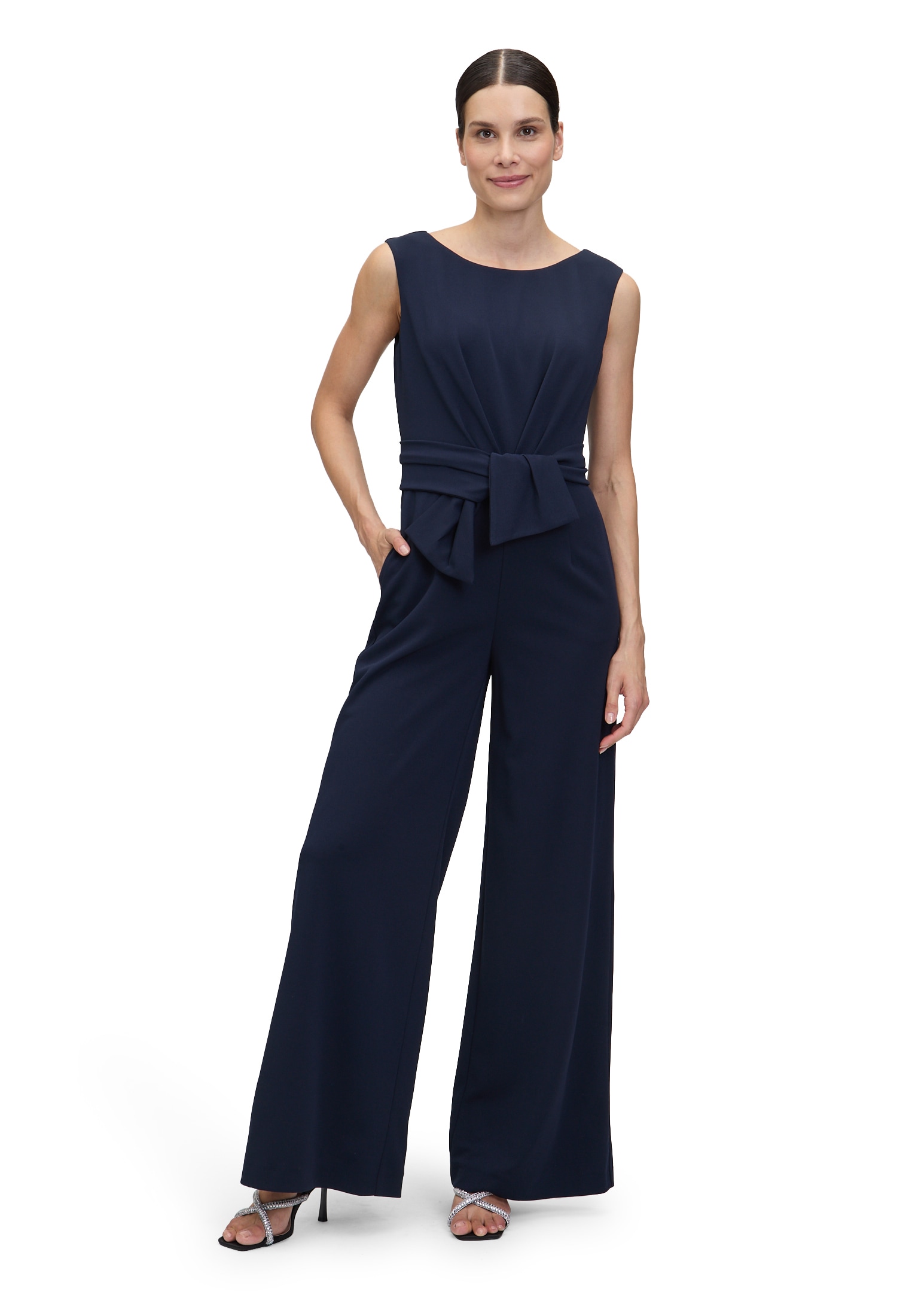 Vera Mont Overall "Damen Jumpsuit mit weitem Bein" 1 Stk. tlg. Bunddetail