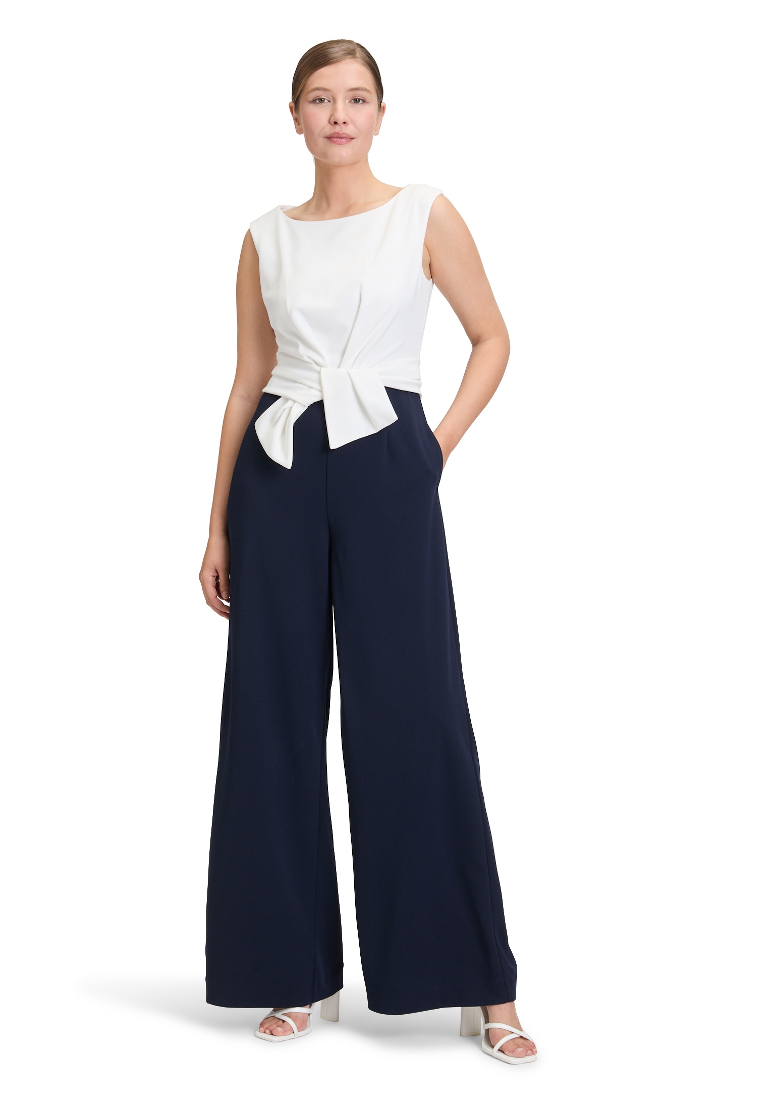 Vera Mont Overall "Damen Jumpsuit mit weitem Bein" 1 Stk. tlg. Bunddetail