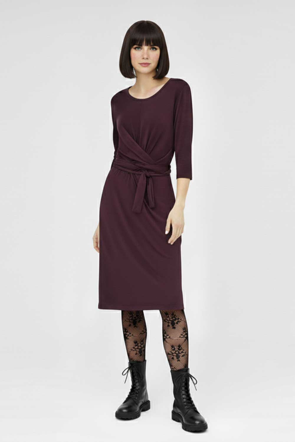 WiDDA Damen vegan Kleid Jersey Slinga Berry