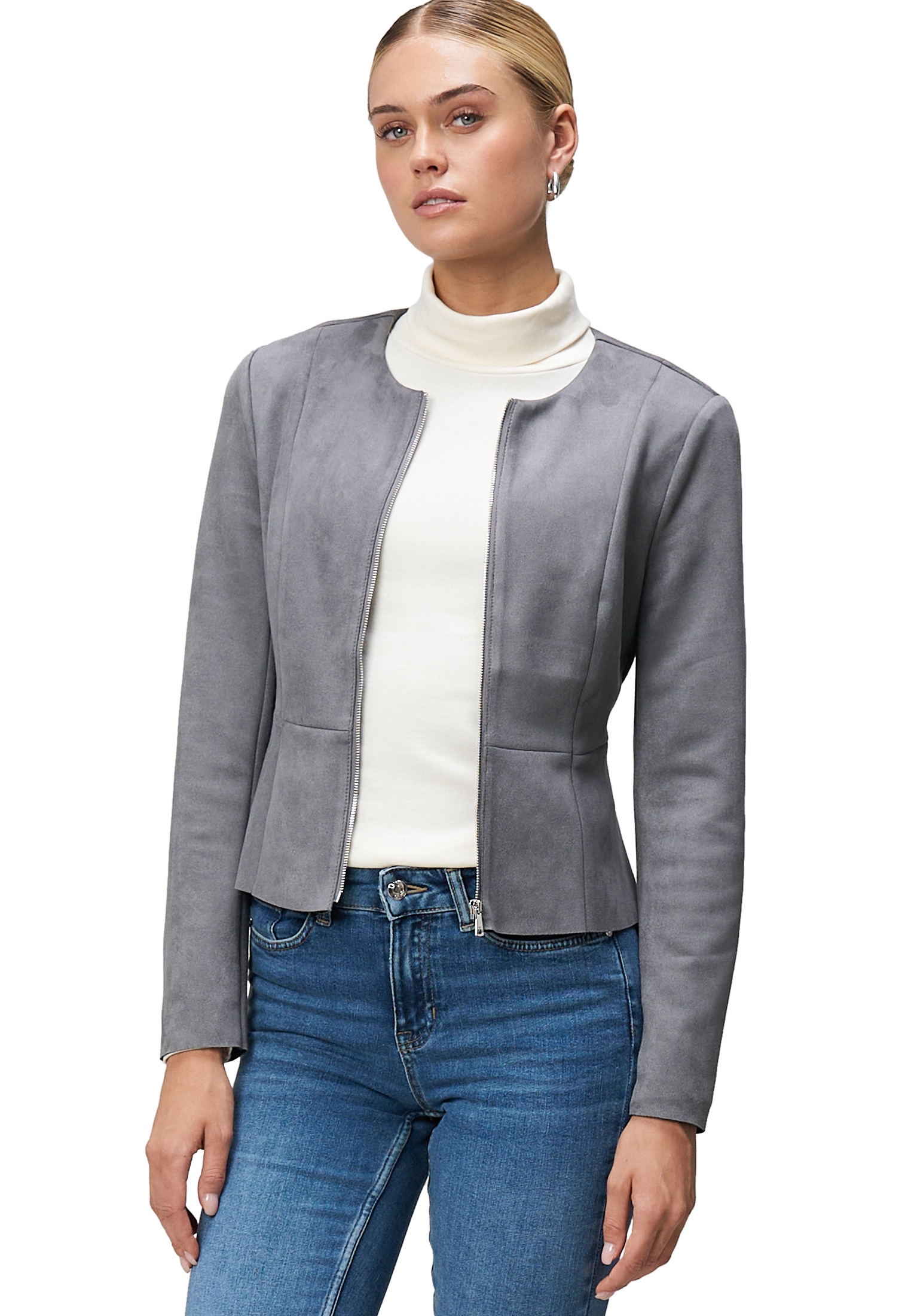 Zero Jackenblazer "Damen Blazer Wildlederoptik" Plain/ohne Details