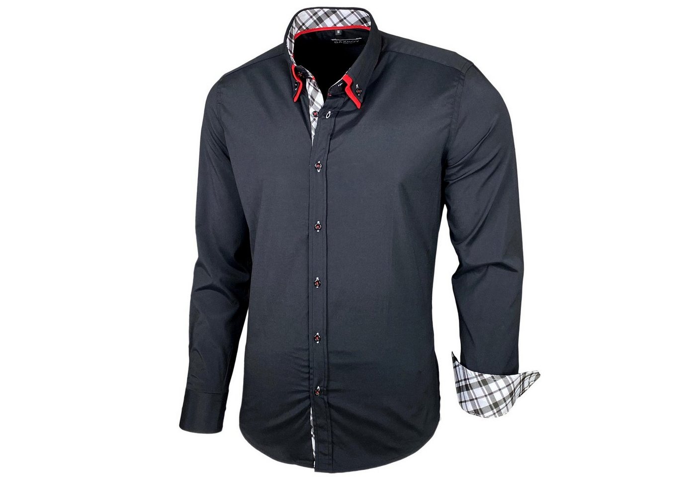 Baxboy Langarmhemd Baxboy Herren Hemd Kentkragen Hemden Slim Fit Anzug Kontrasten B 507