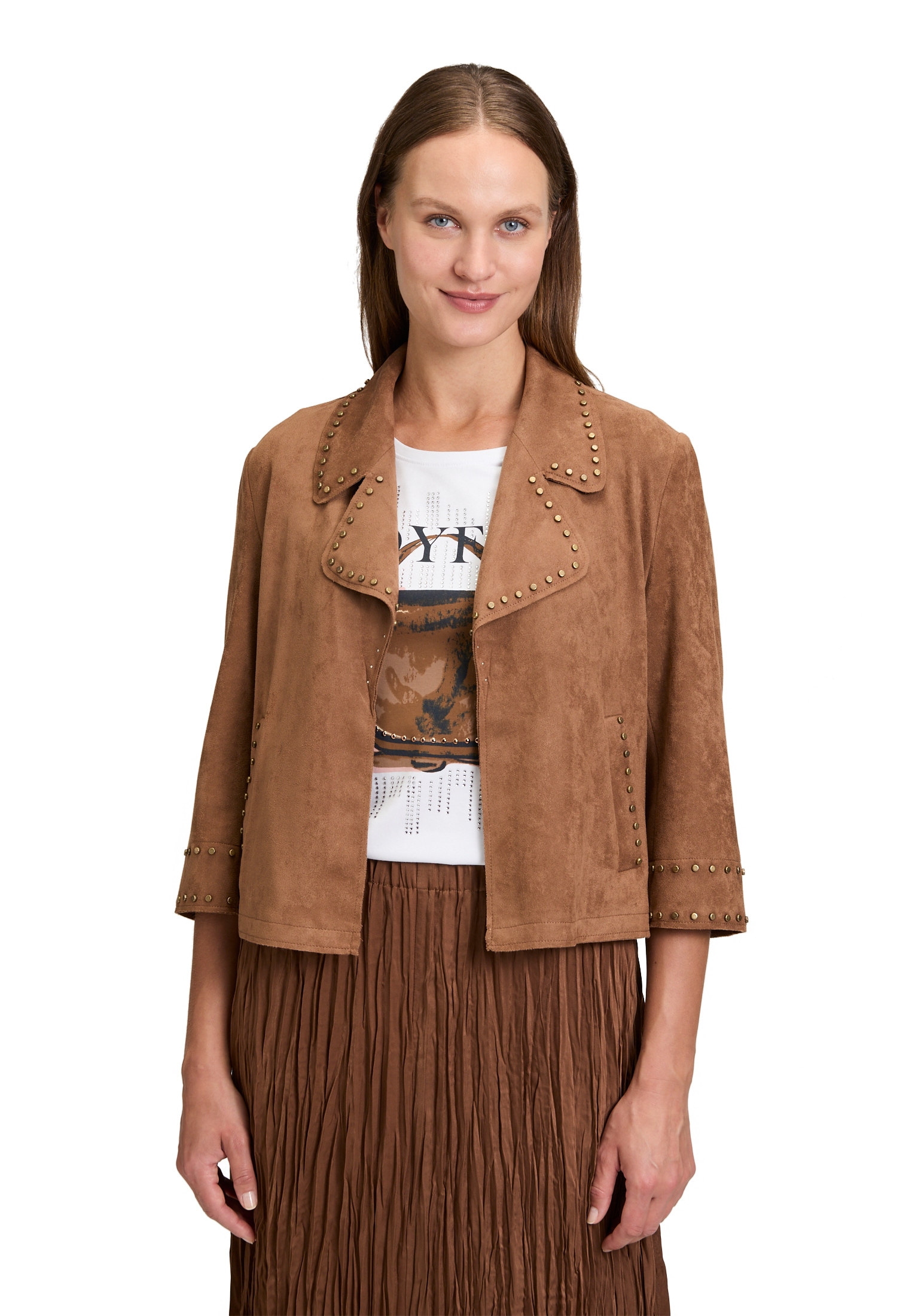 Betty Barclay Jackenblazer "Damen Kunstleder-Jacke mit Nieten"
