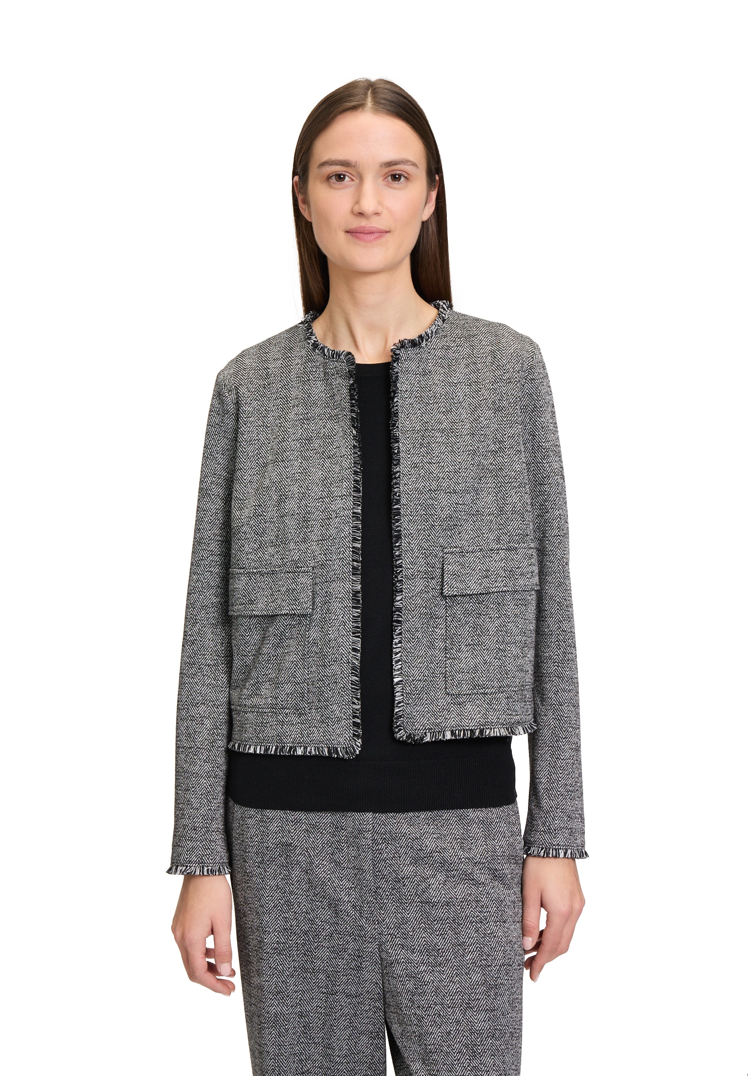 Betty&Co Jackenblazer "Damen Jerseyjacke mit Fransen"