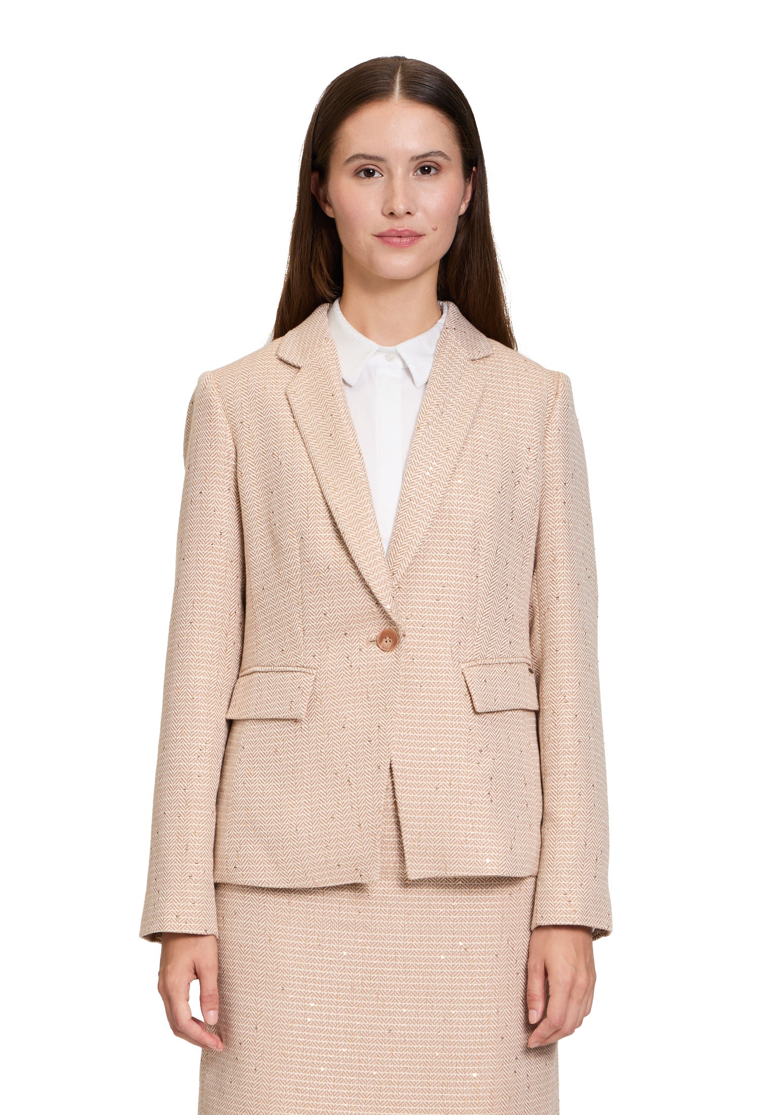 Betty&Co Kurzblazer "Damen Kurzblazer mit Hahnentrittmuster" Material