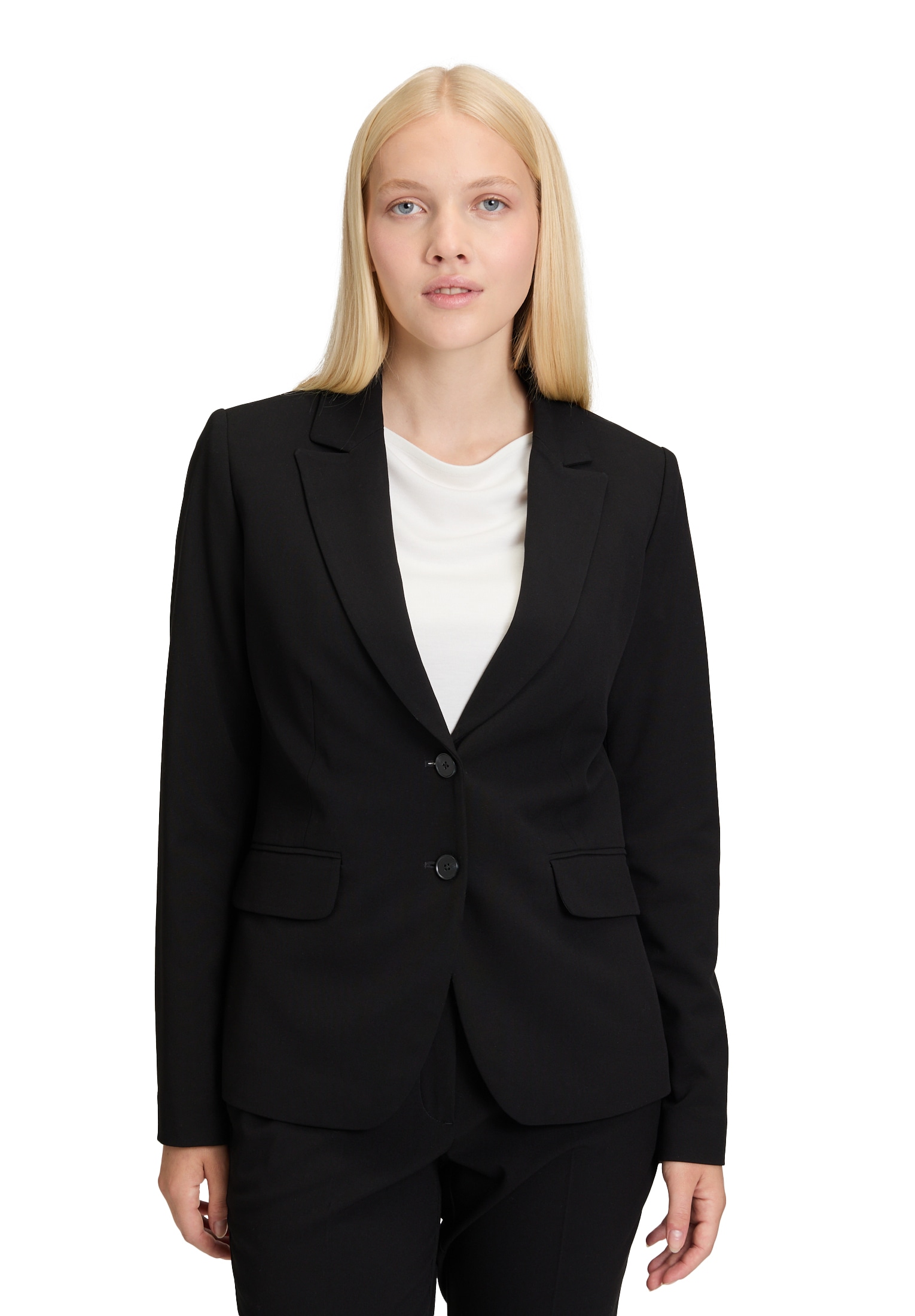 Betty&Co Longblazer "Damen Klassischer Blazer mit Taschen", Druckfutter