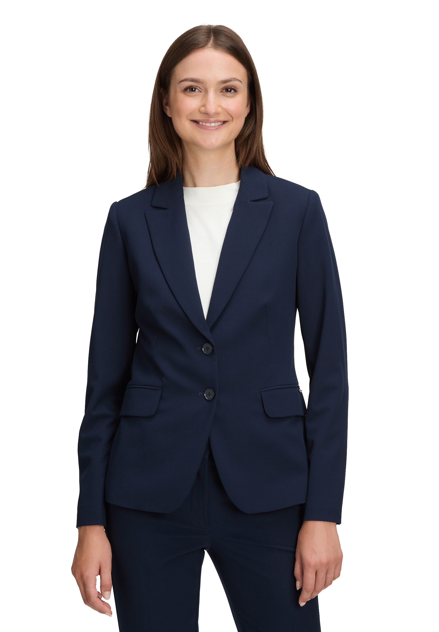 Betty&Co Longblazer "Damen Klassischer Blazer mit Taschen", Druckfutter